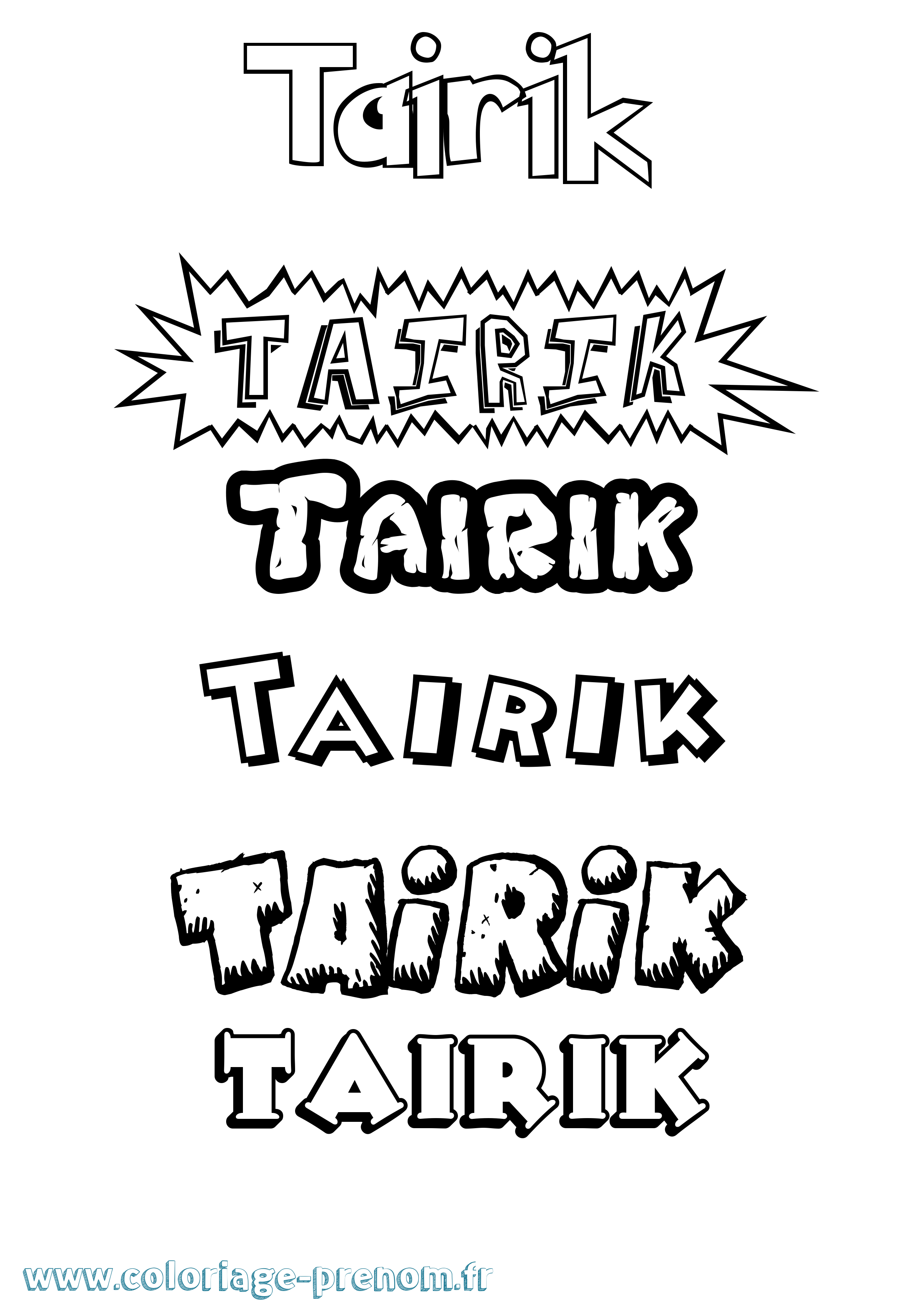 Coloriage prénom Tairik Dessin Animé
