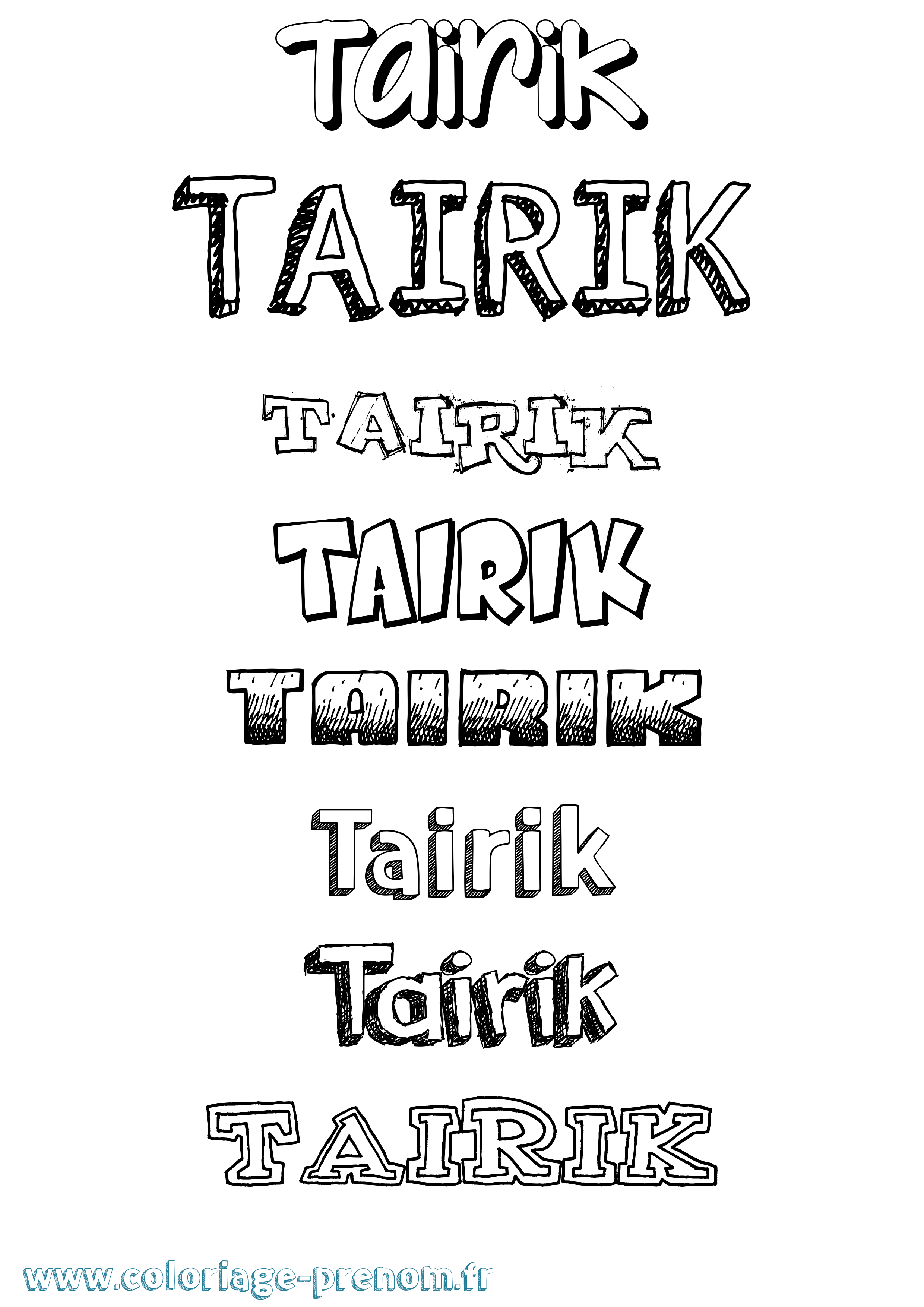 Coloriage prénom Tairik Dessiné