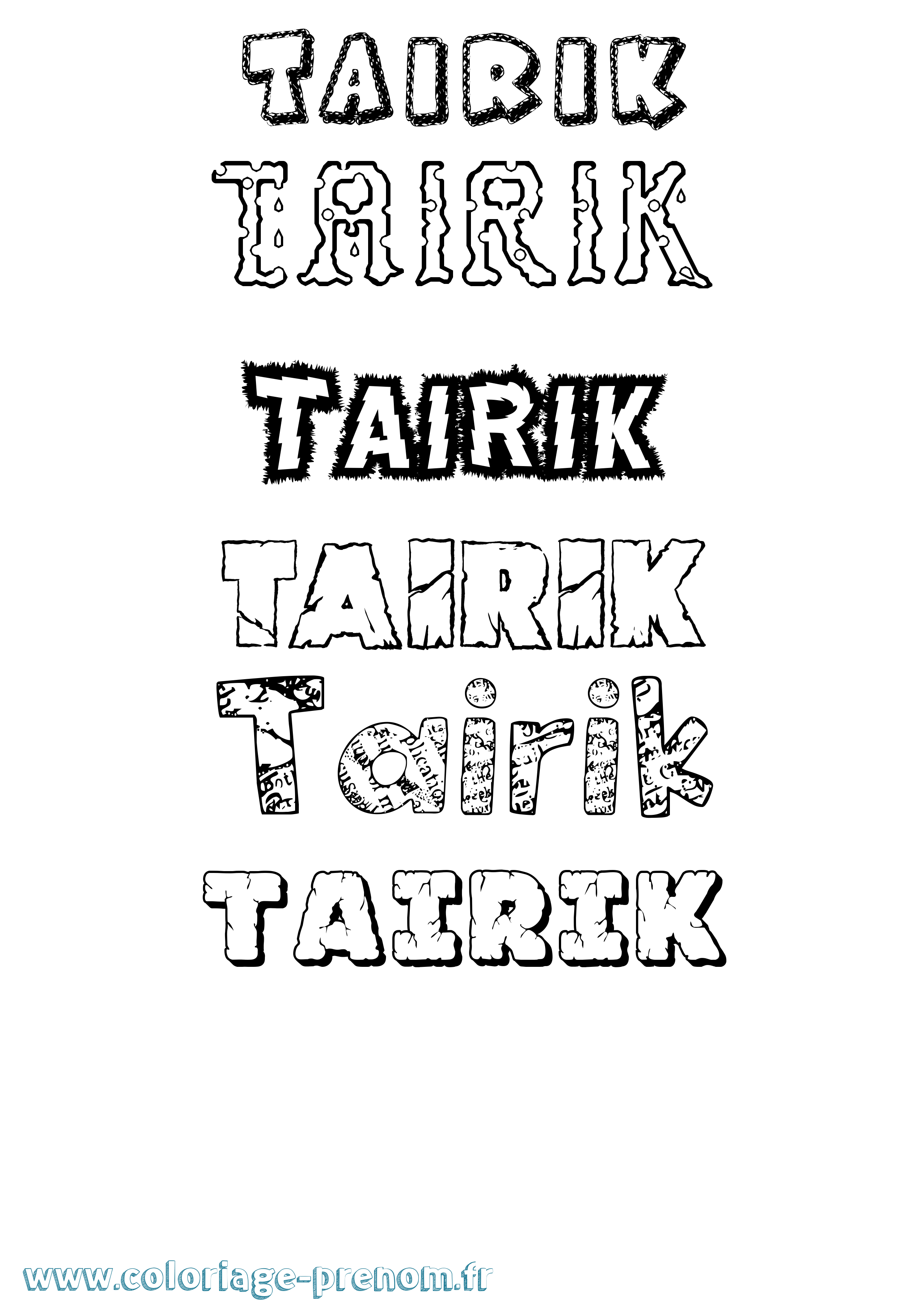 Coloriage prénom Tairik Destructuré