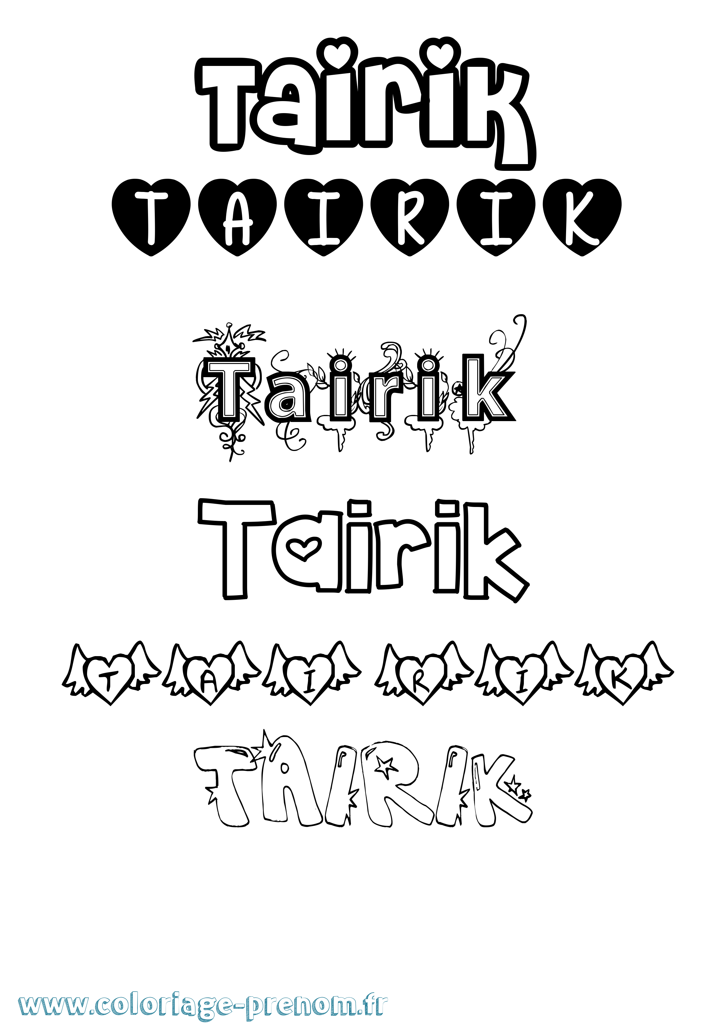 Coloriage prénom Tairik Girly