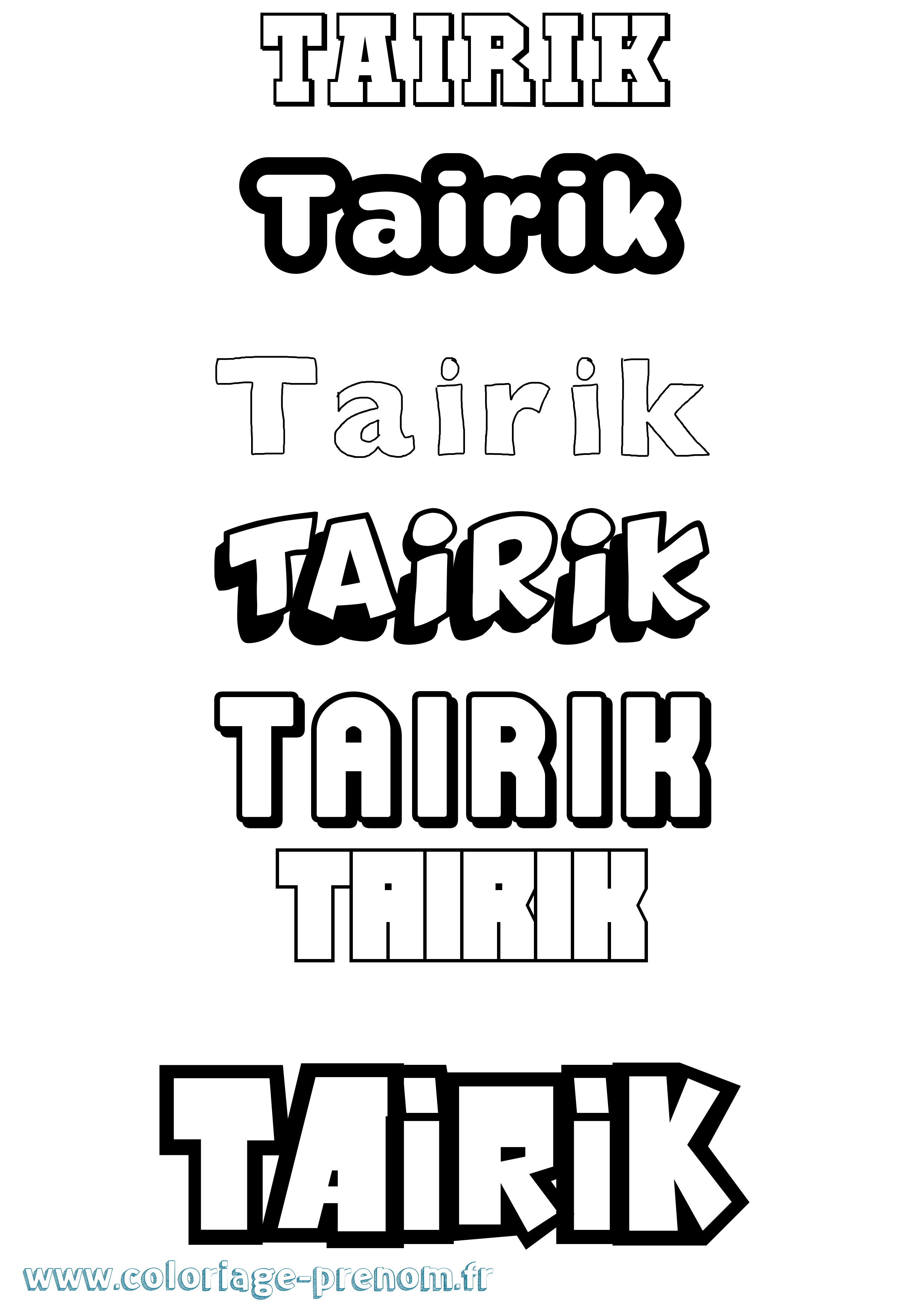 Coloriage prénom Tairik Simple