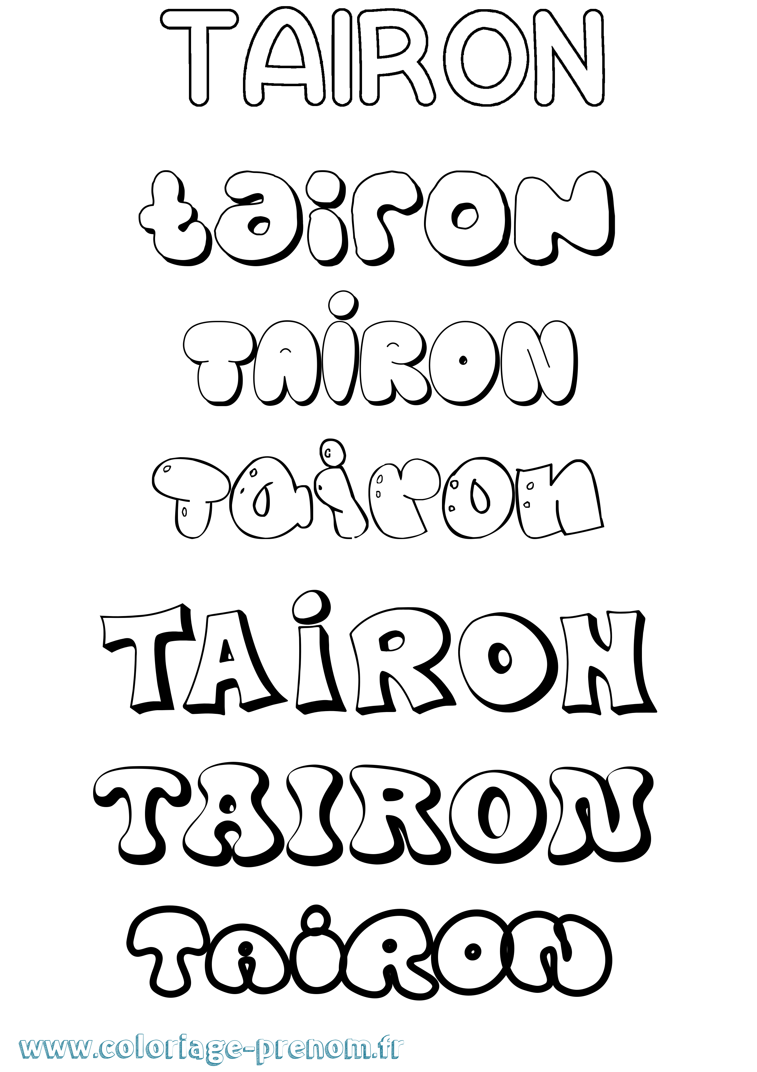 Coloriage Tairon Bubble Coloriage prénom Tairon Bubble
