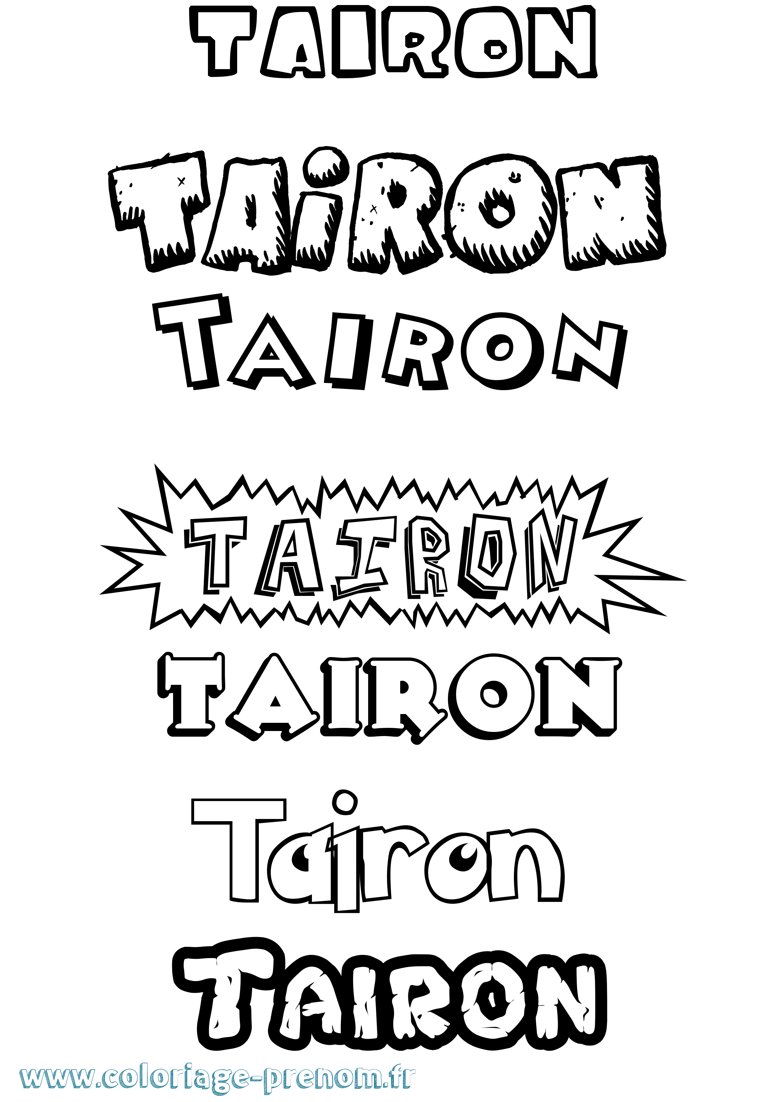 Coloriage Tairon Dessin Animé Coloriage prénom Tairon Dessin Animé