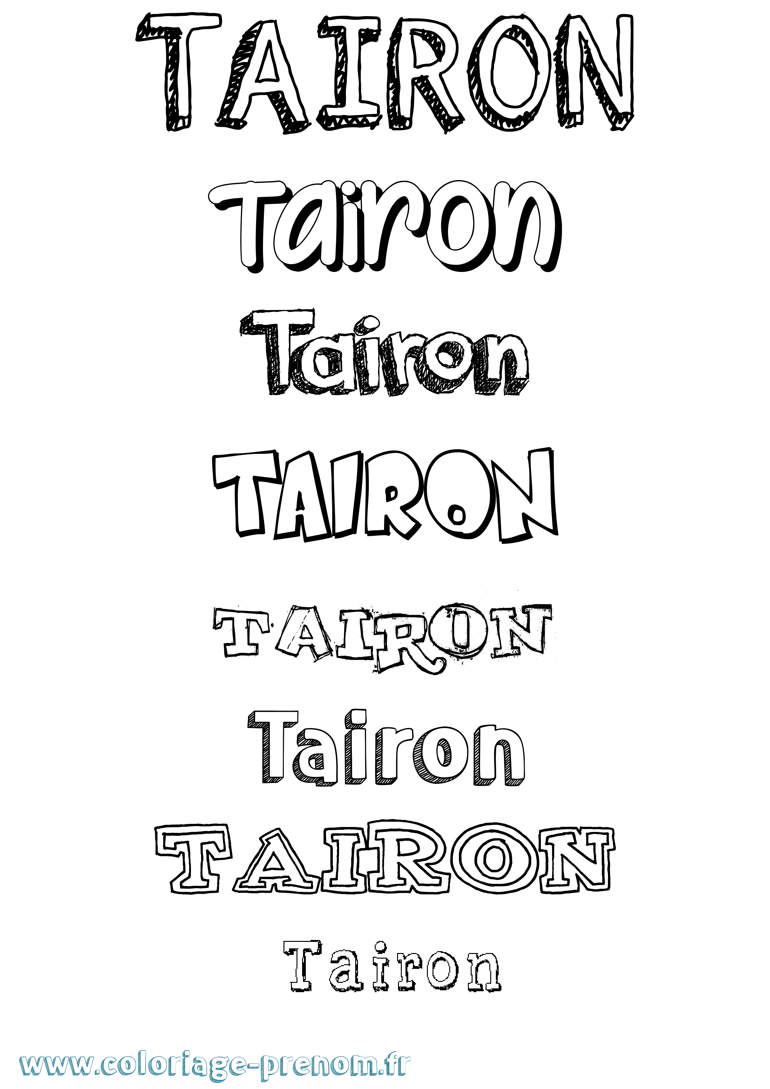 Coloriage Tairon Dessiné Coloriage prénom Tairon Dessiné