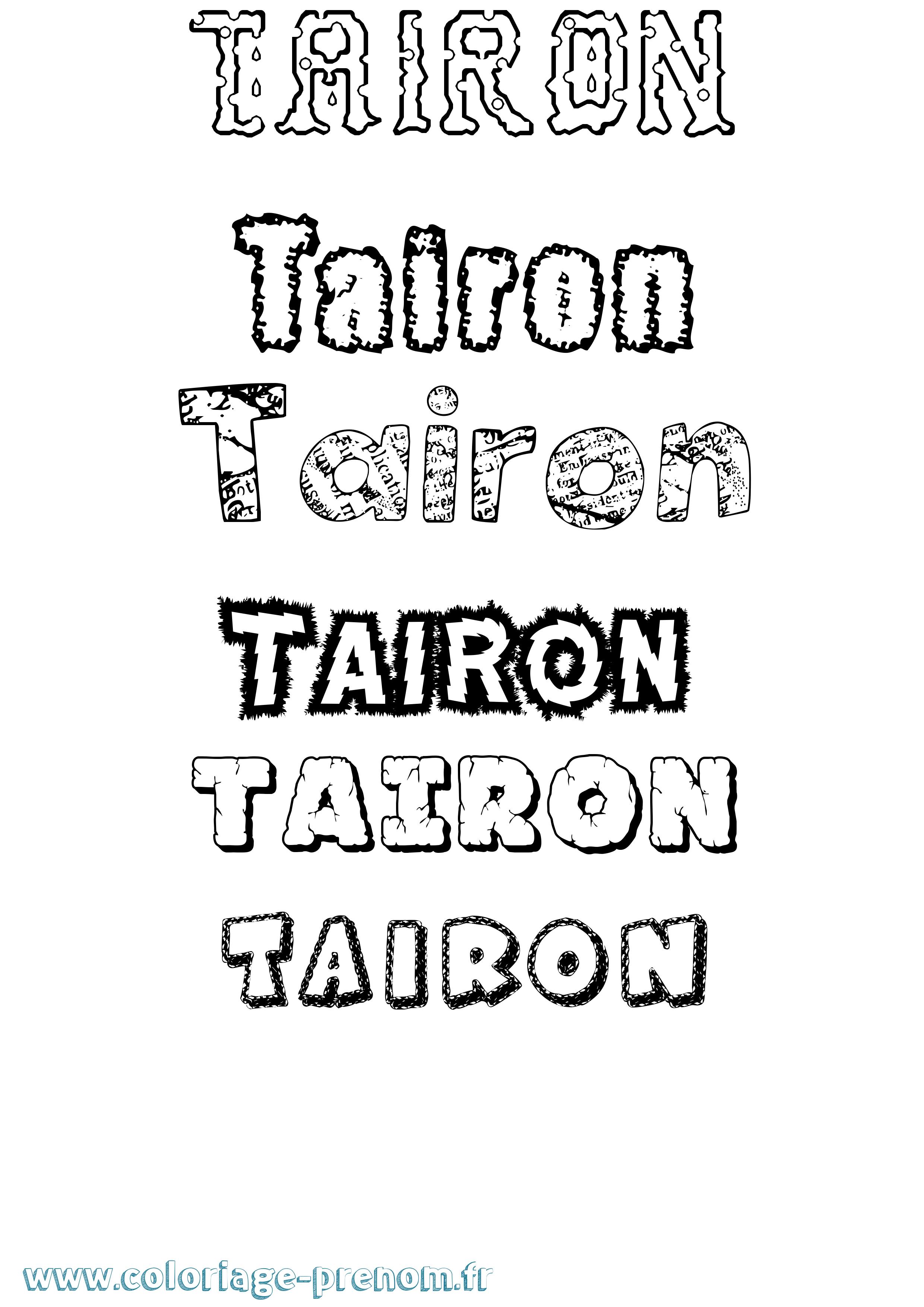 Coloriage Tairon Destructuré Coloriage prénom Tairon Destructuré