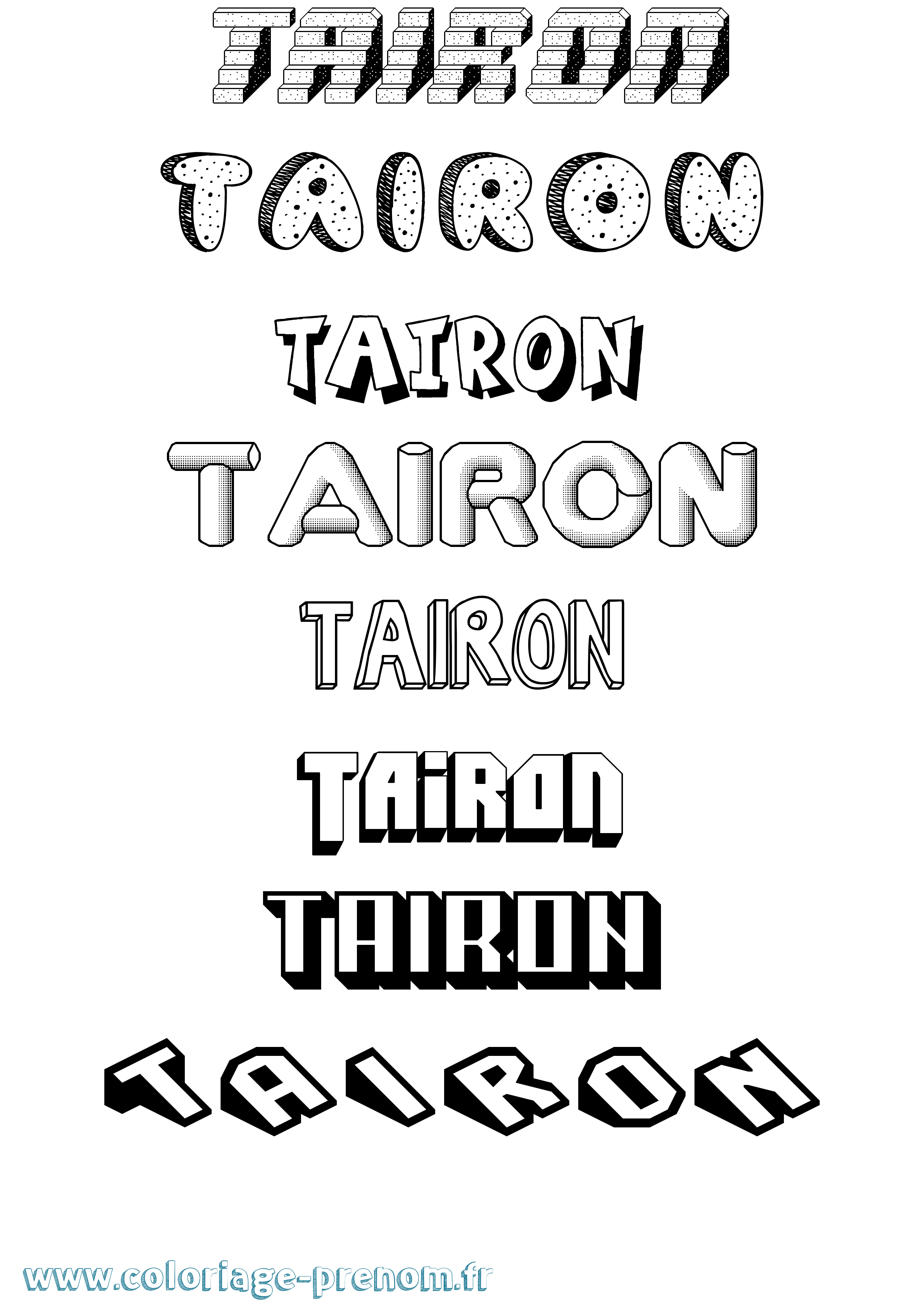 Coloriage Tairon Effet 3D Coloriage prénom Tairon Effet 3D