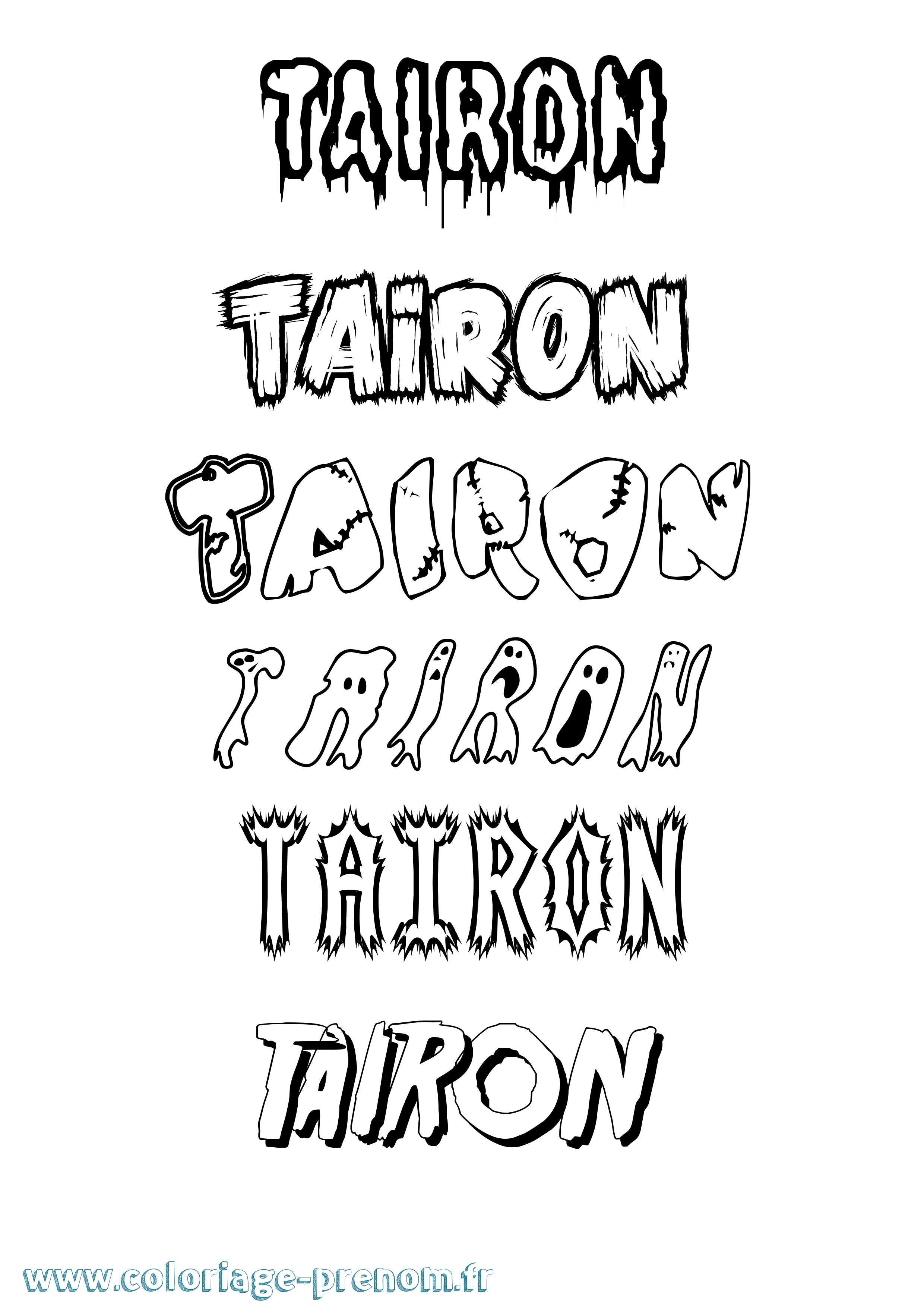 Coloriage Tairon Frisson Coloriage prénom Tairon Frisson