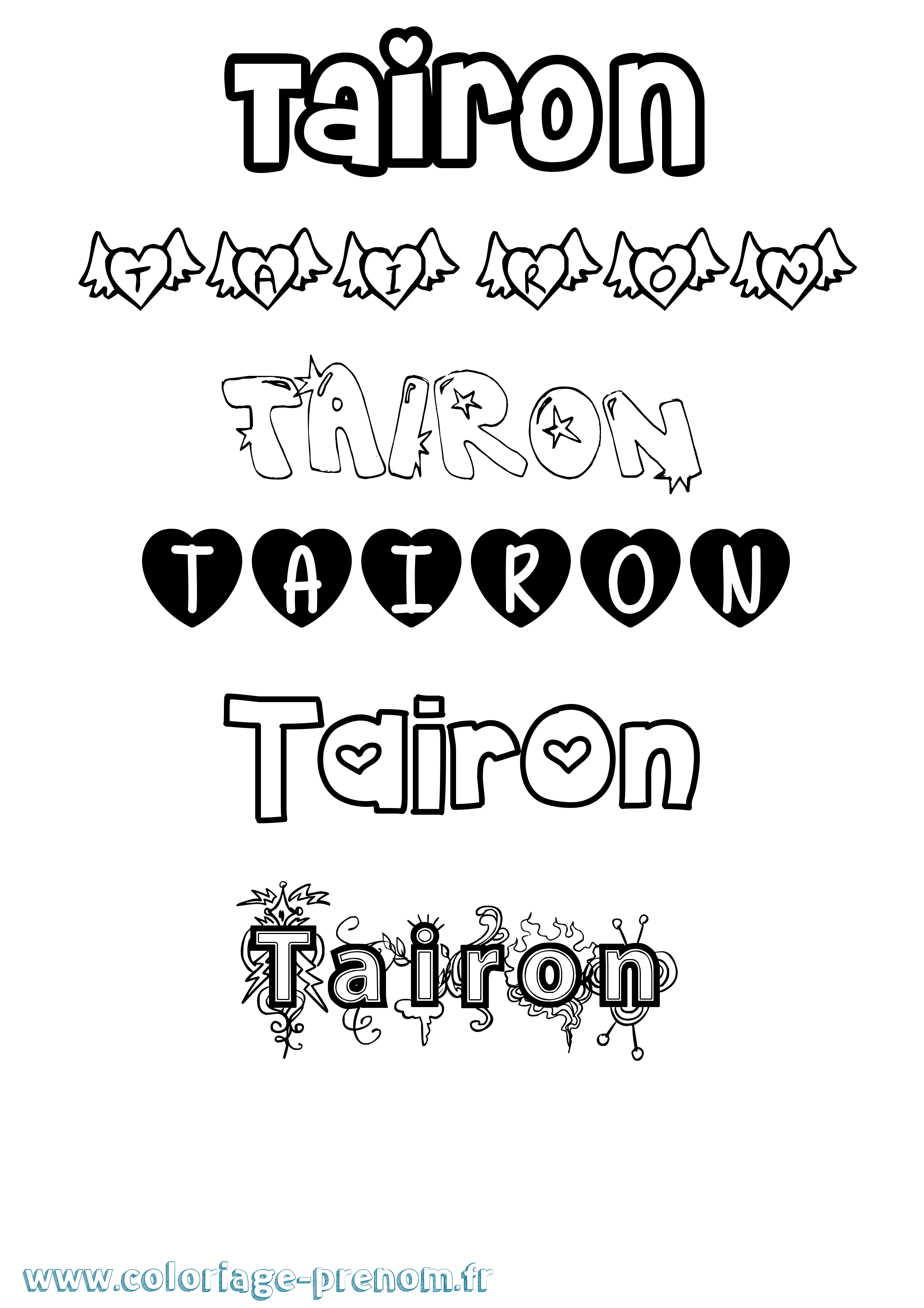 Coloriage Tairon Girly Coloriage prénom Tairon Girly