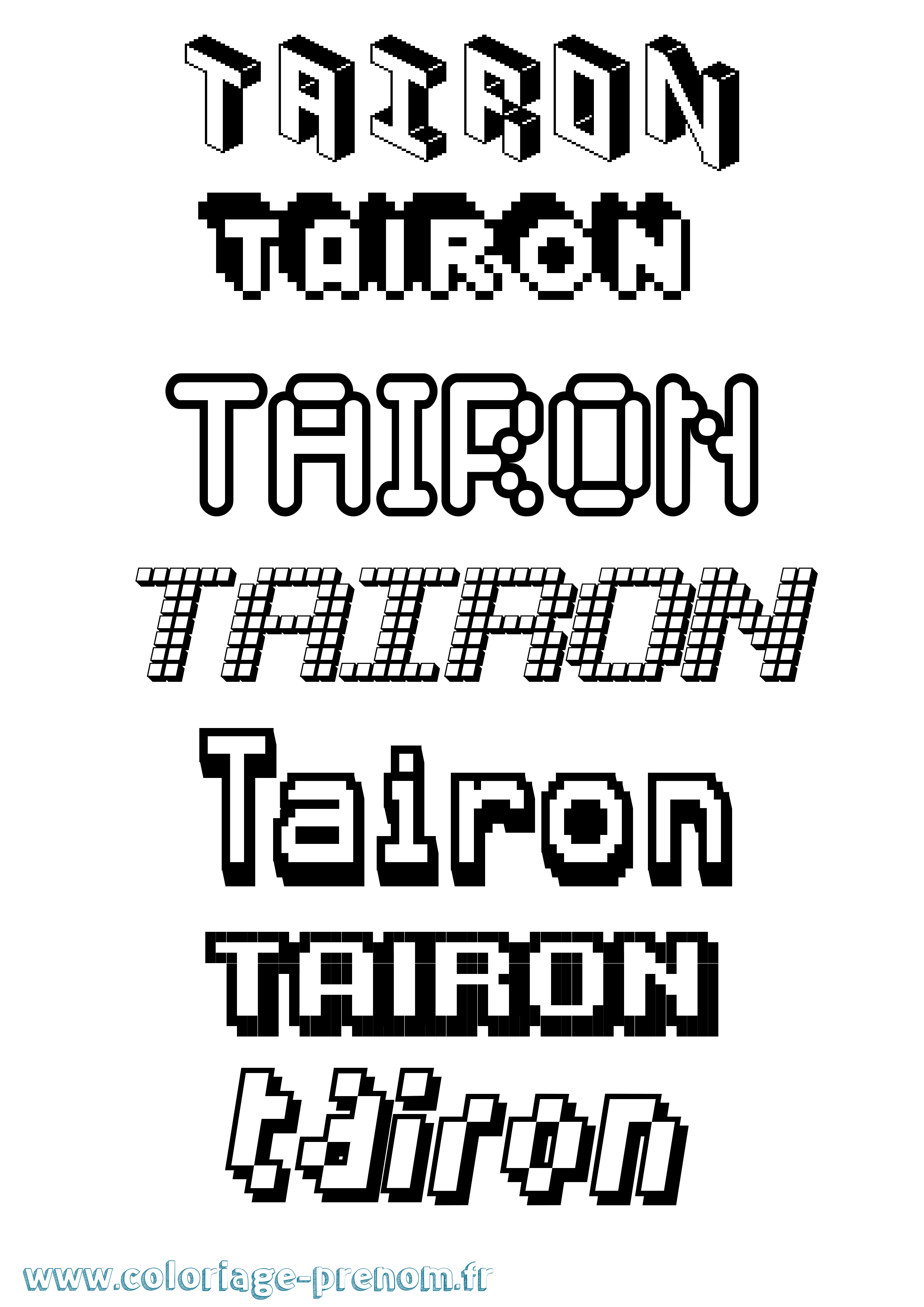Coloriage Tairon Pixel Coloriage prénom Tairon Pixel