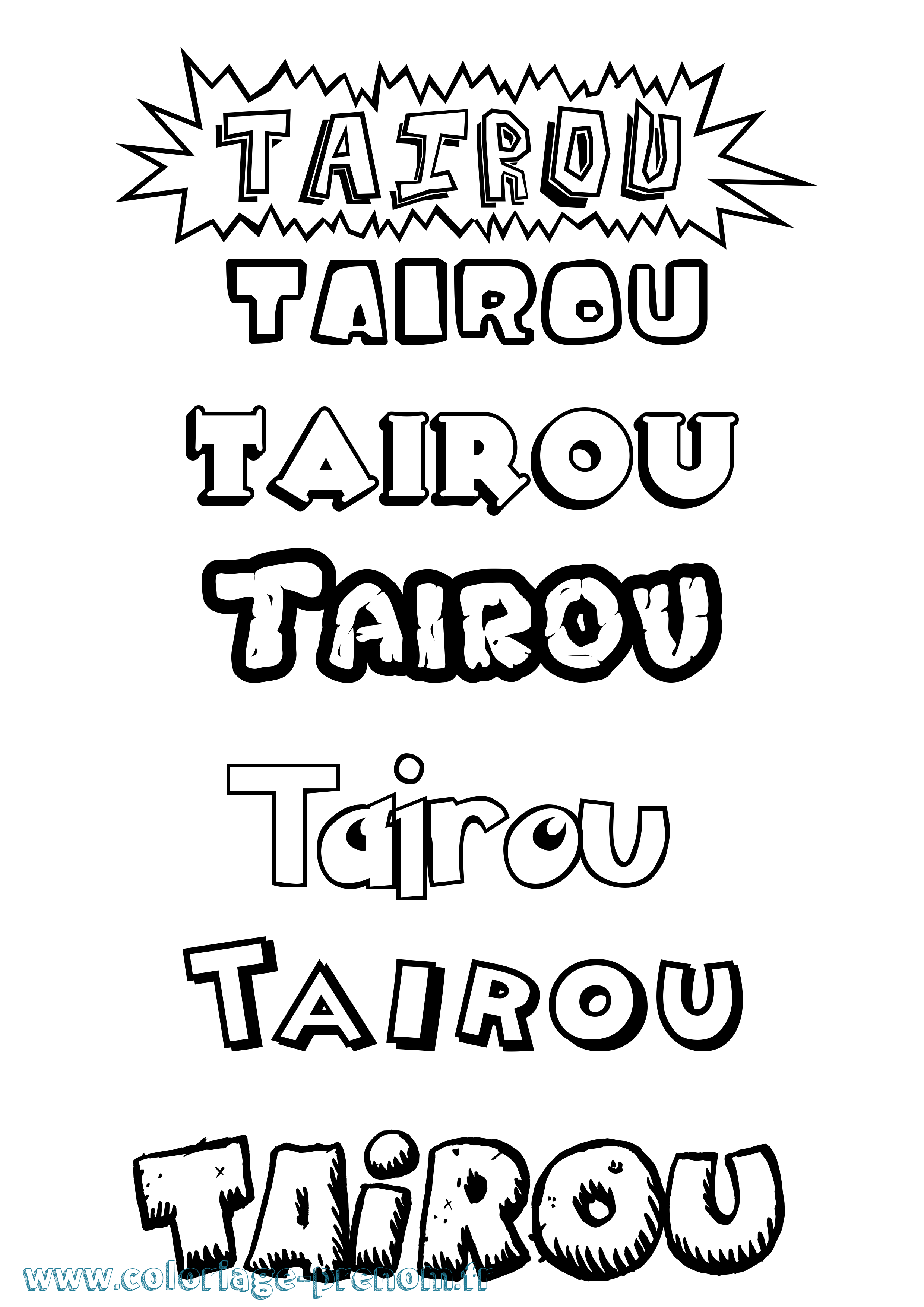 Coloriage Tairou Dessin Animé Coloriage prénom Tairou Dessin Animé