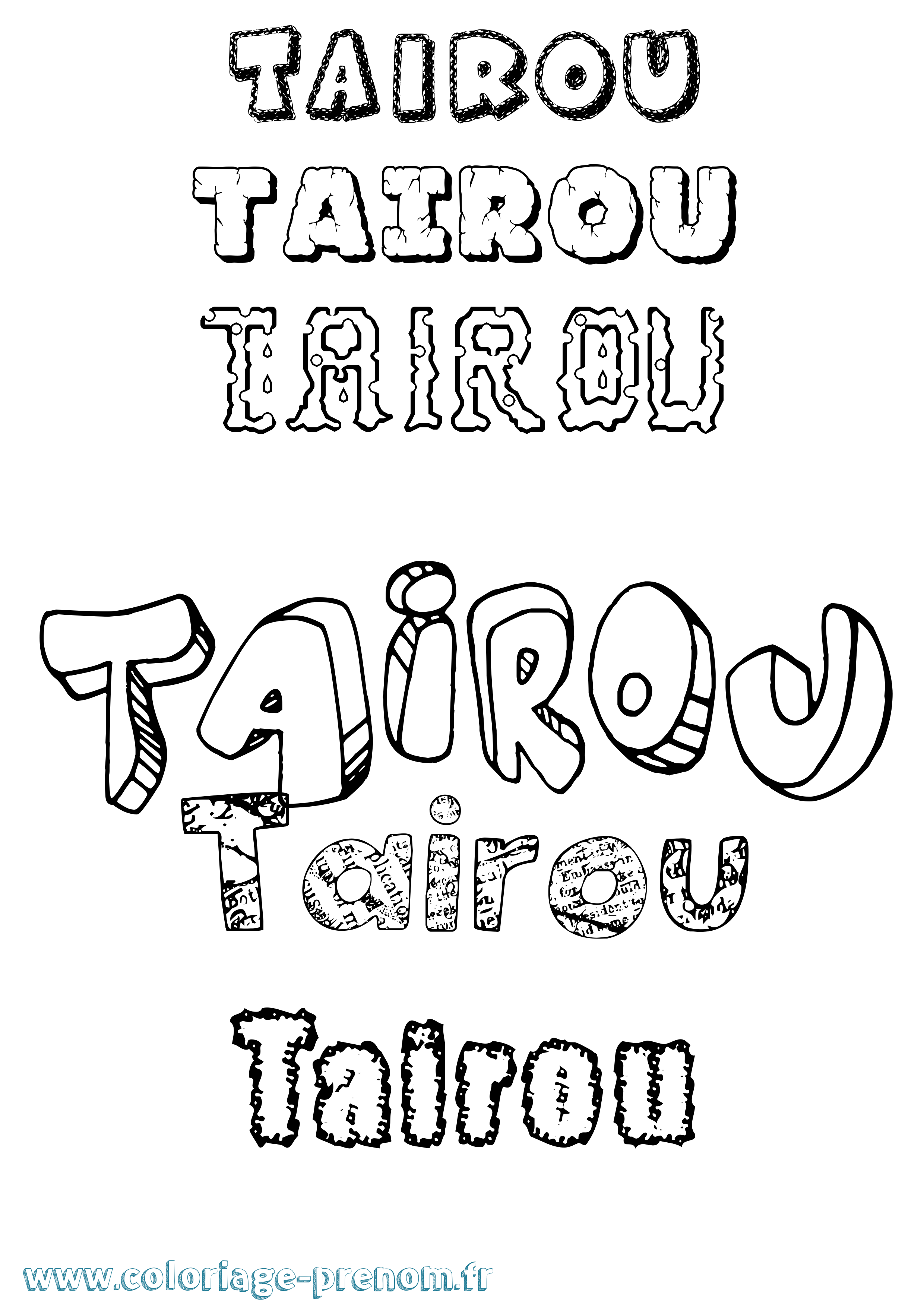 Coloriage Tairou Destructuré Coloriage prénom Tairou Destructuré