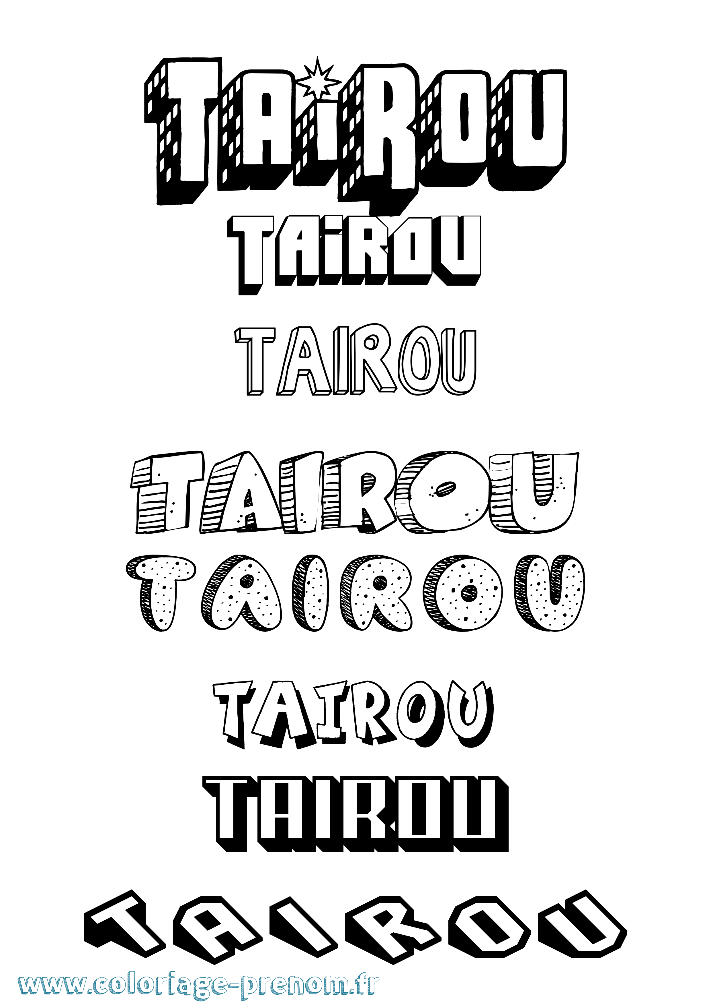 Coloriage Tairou Effet 3D Coloriage prénom Tairou Effet 3D