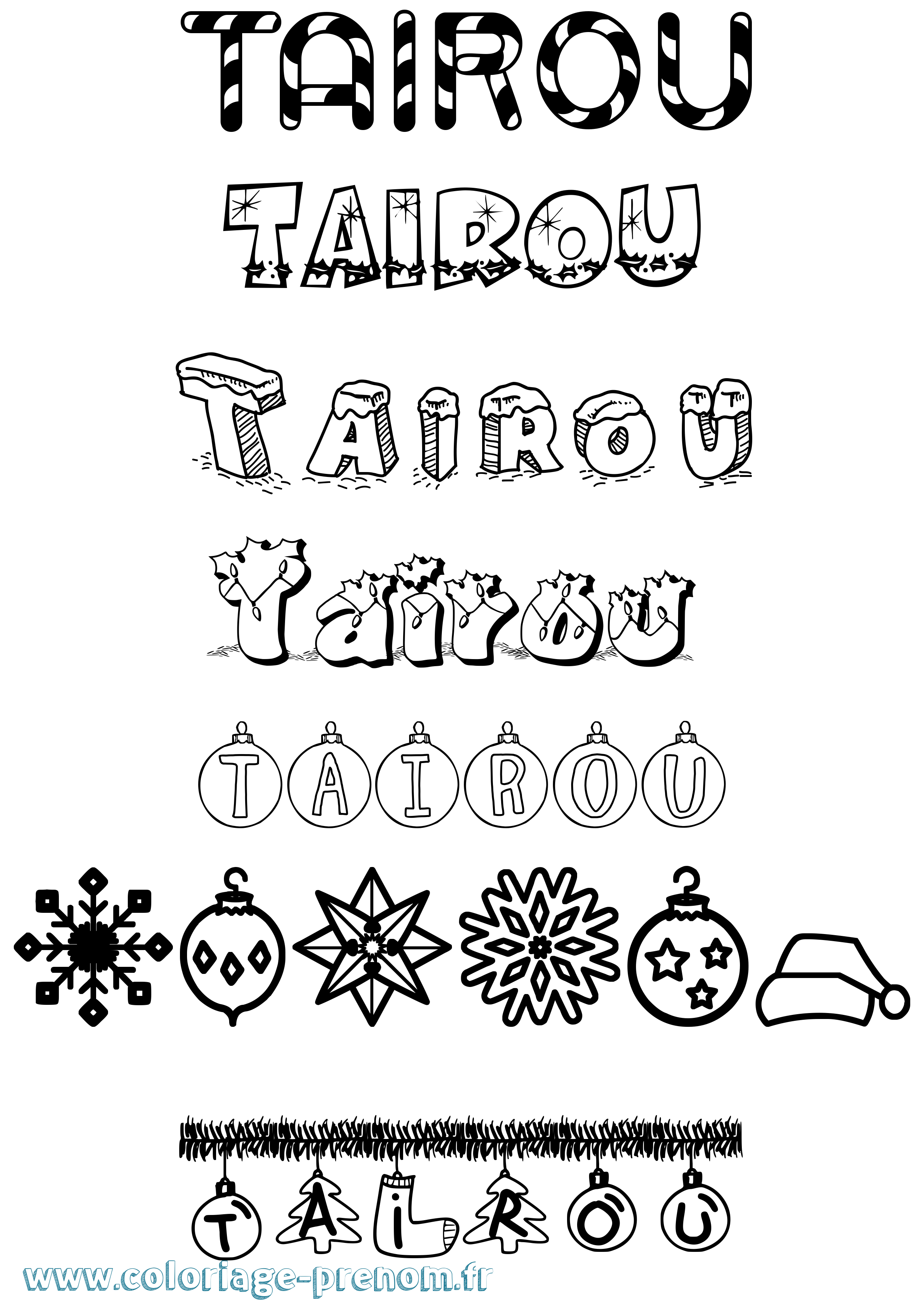 Coloriage Tairou Noël Coloriage prénom Tairou Noël