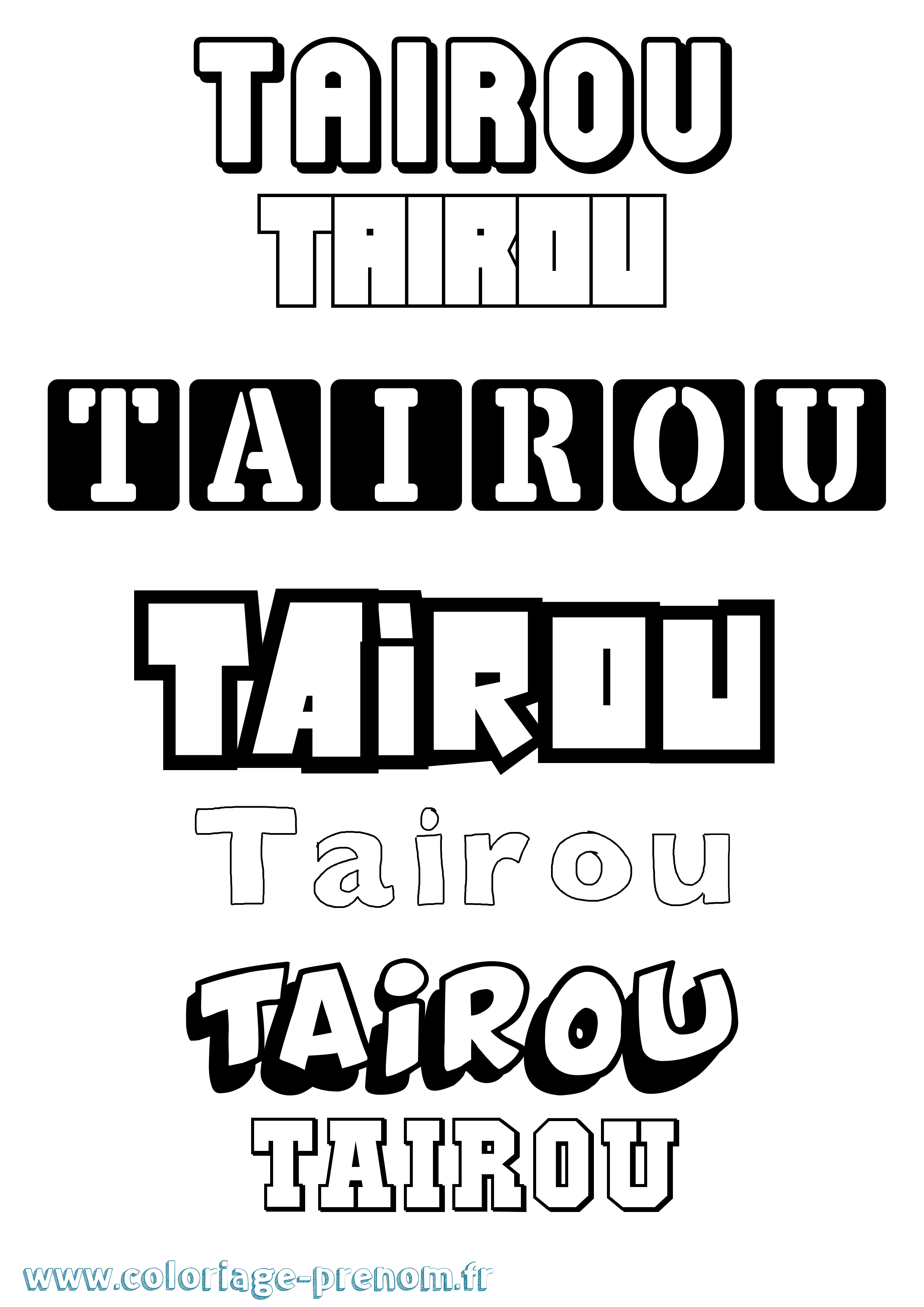 Coloriage Tairou Simple Coloriage prénom Tairou Simple