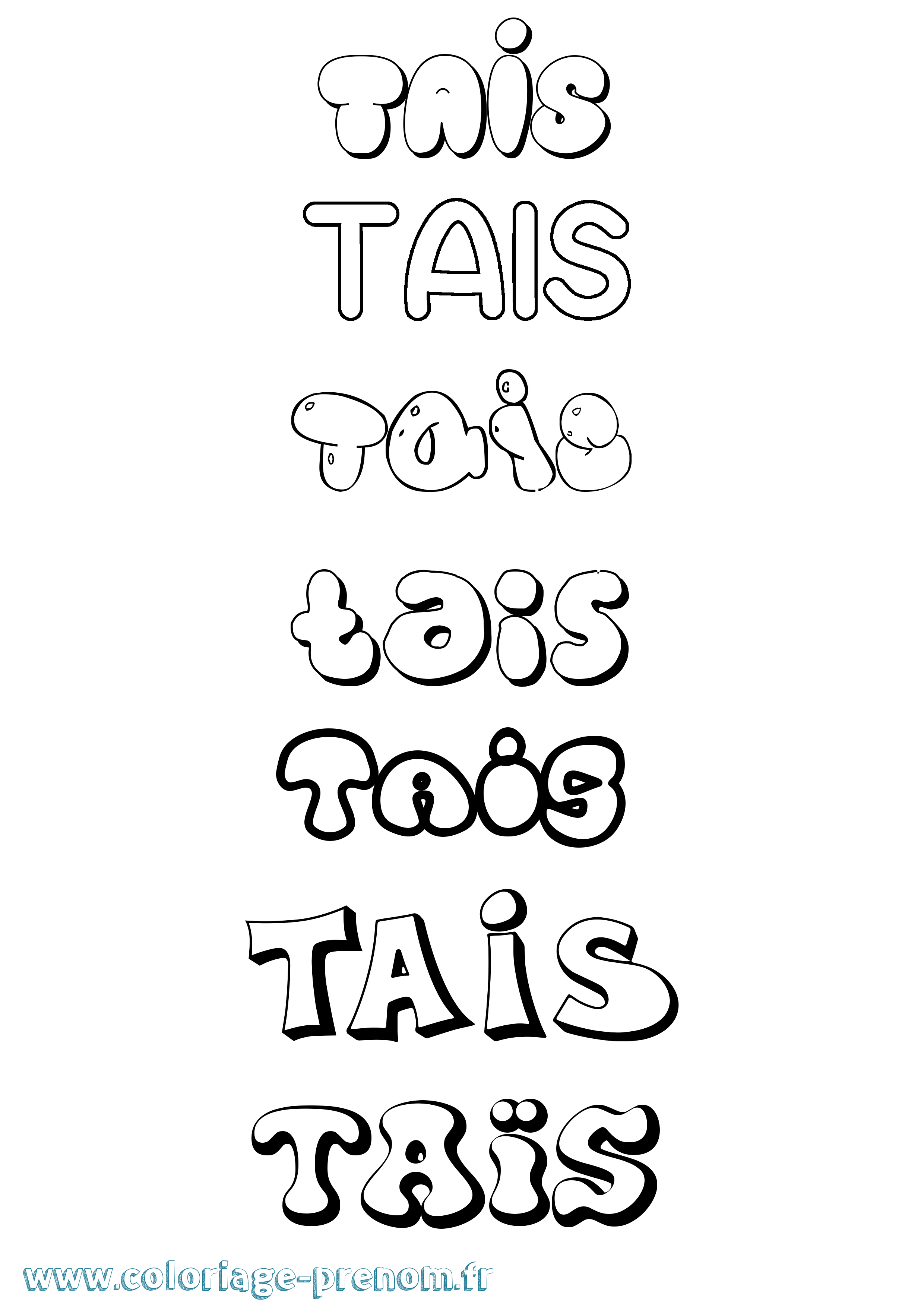 Coloriage Taïs Coloriage prénom Taïs