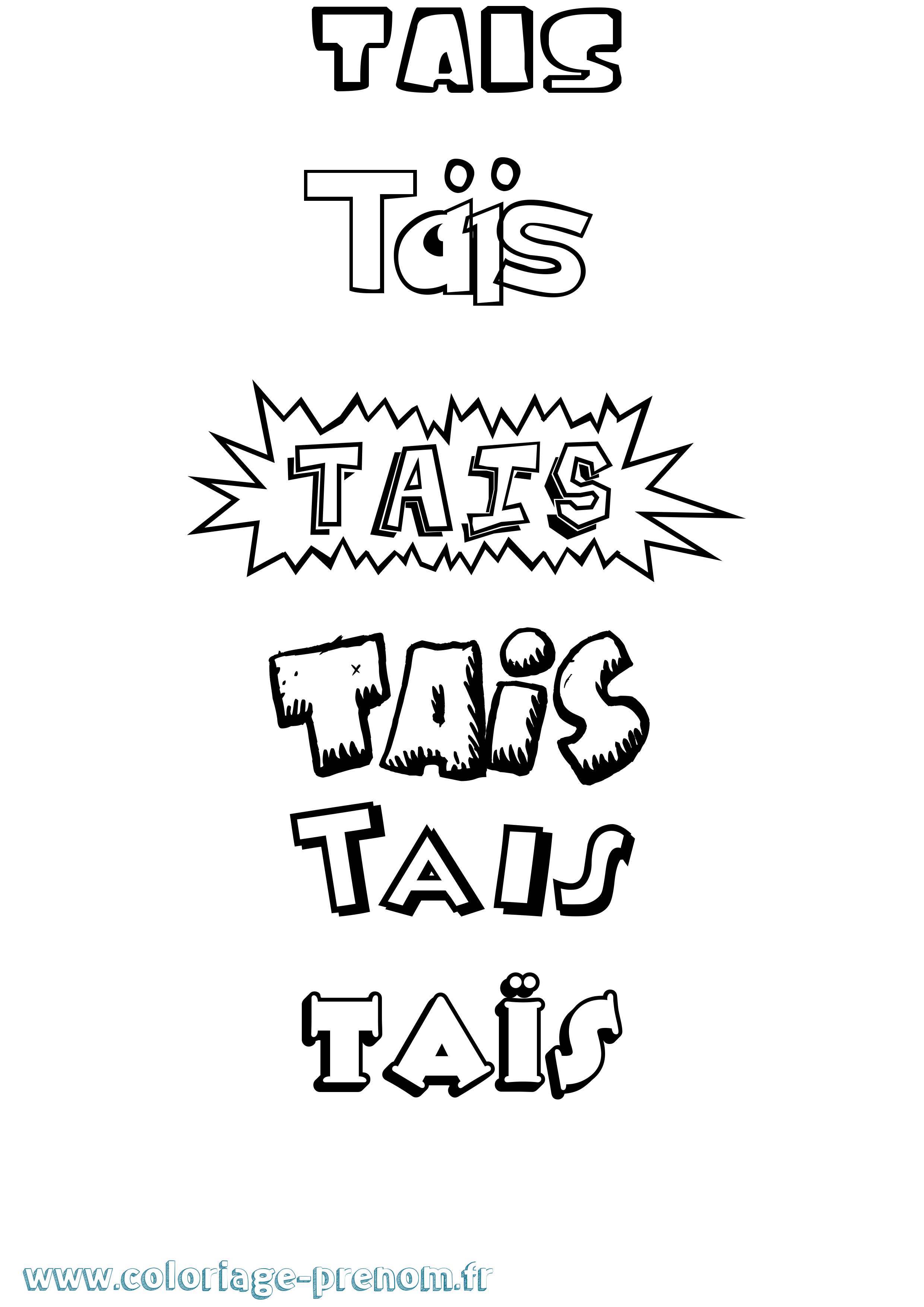 Coloriage Taïs Coloriage prénom Taïs