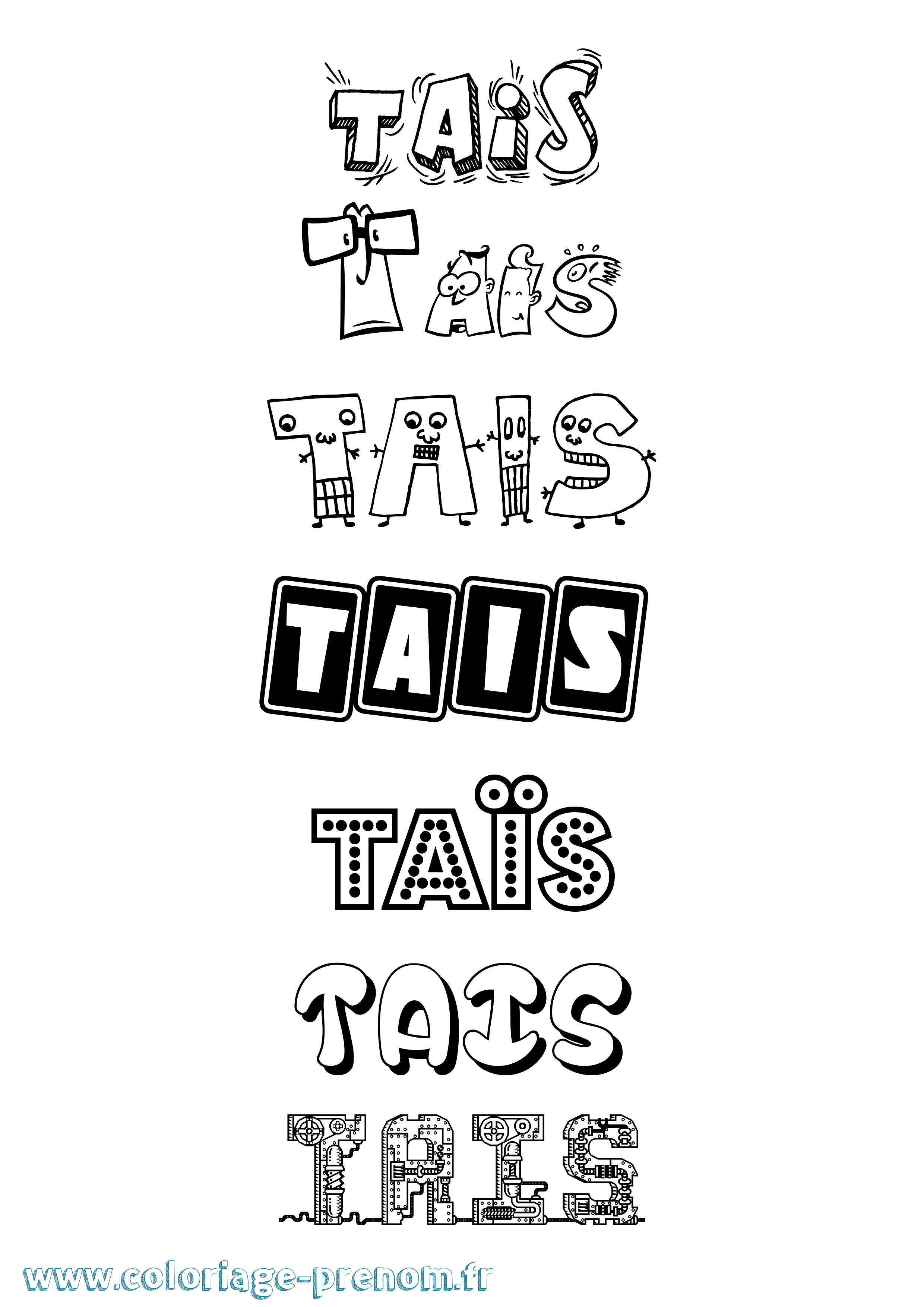 Coloriage Taïs Coloriage prénom Taïs
