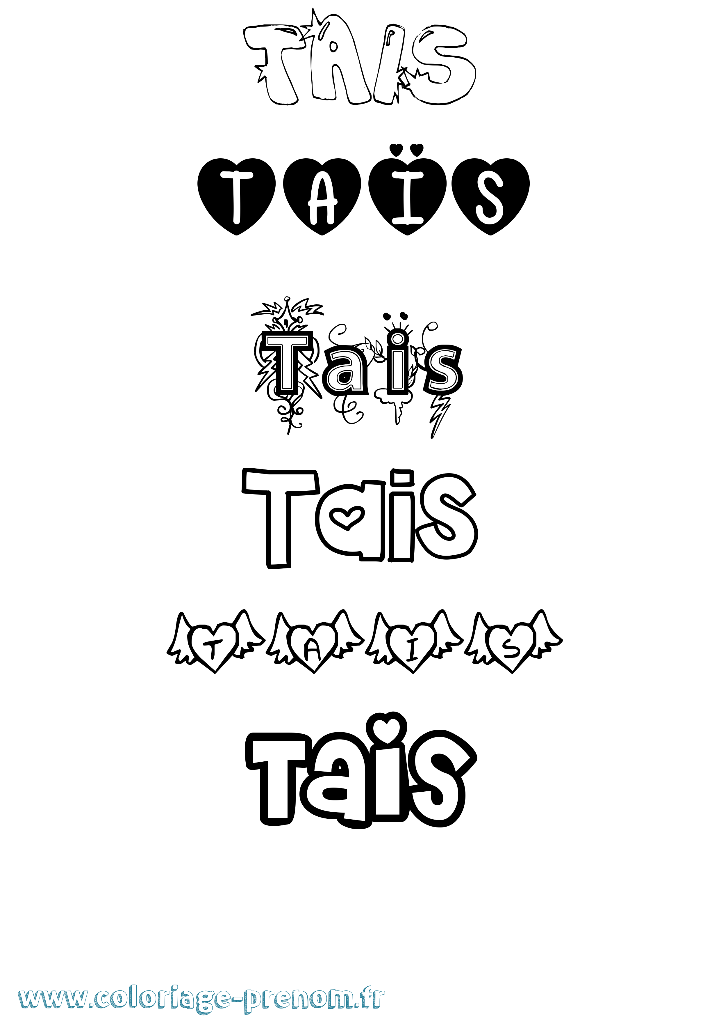 Coloriage prénom Taïs