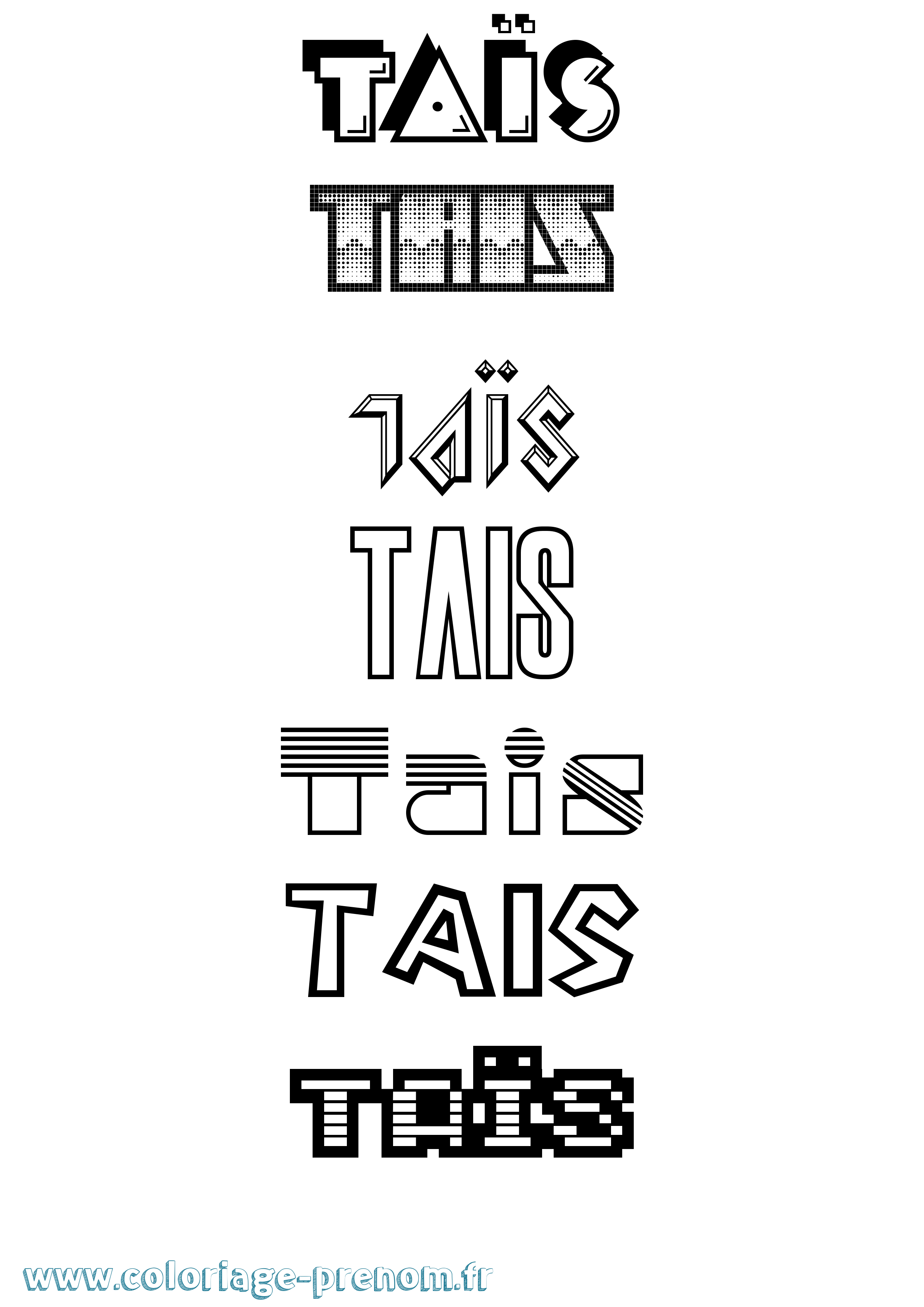 Coloriage Taïs Coloriage prénom Taïs