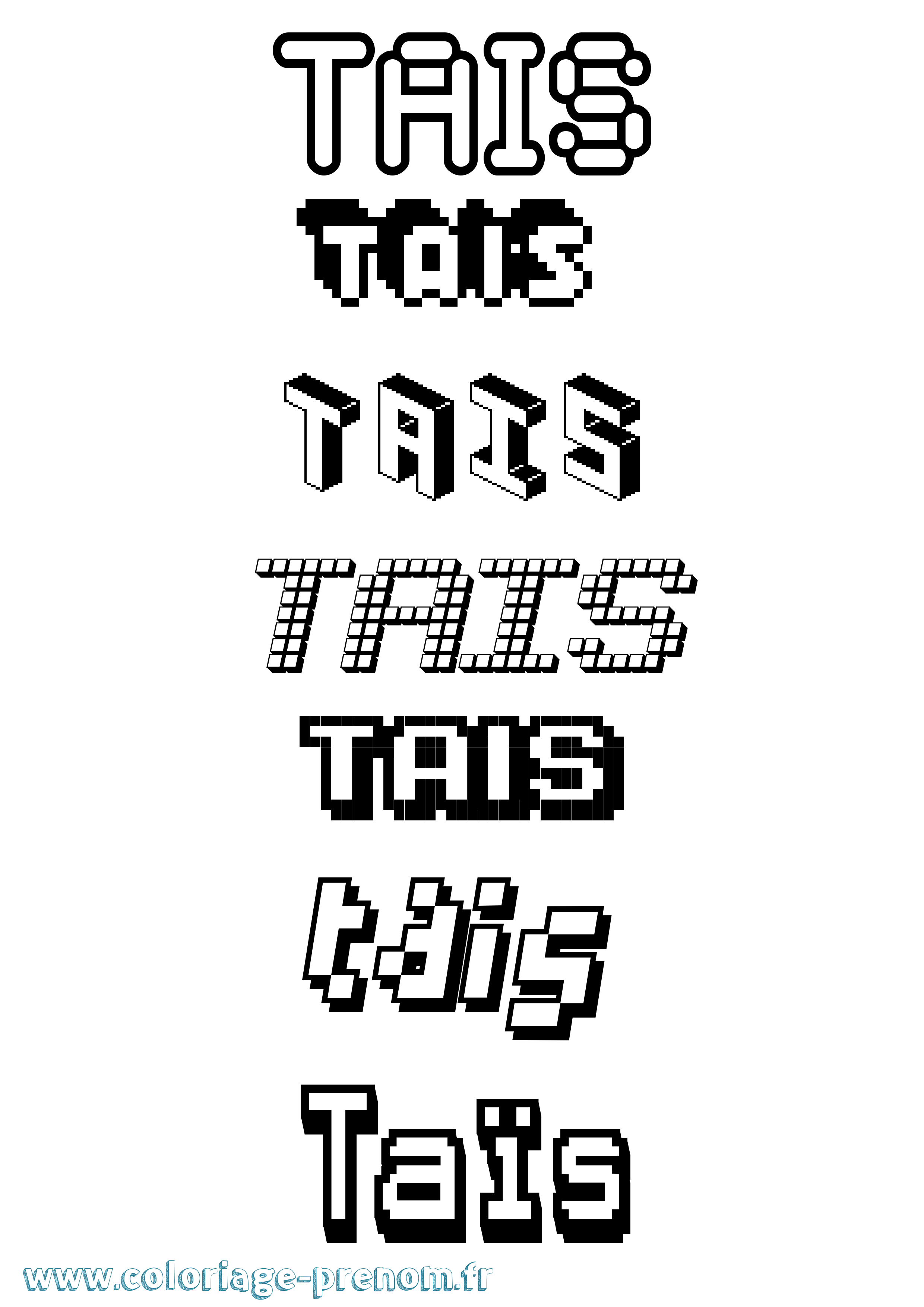 Coloriage prénom Taïs Pixel