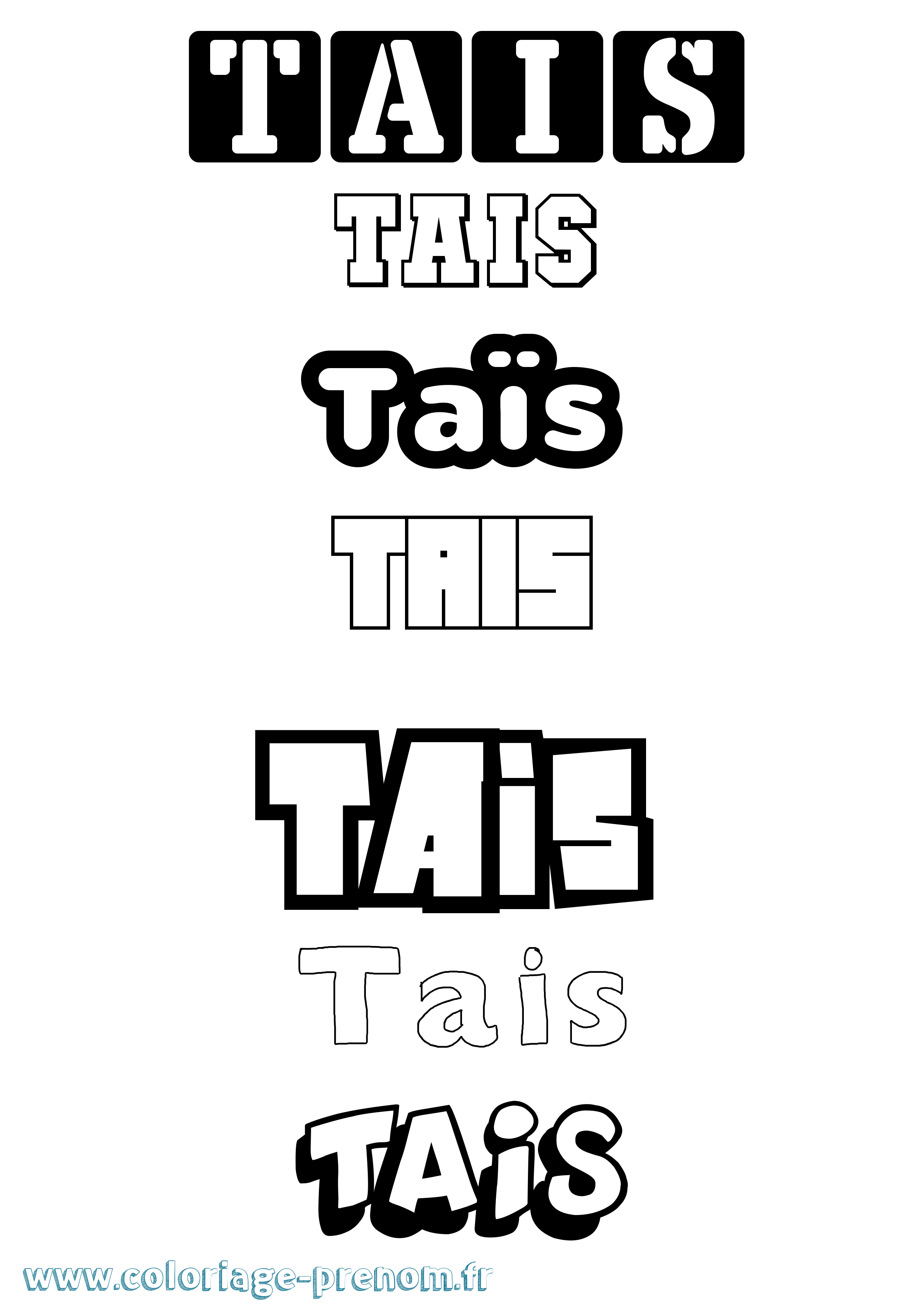 Coloriage Taïs Coloriage prénom Taïs
