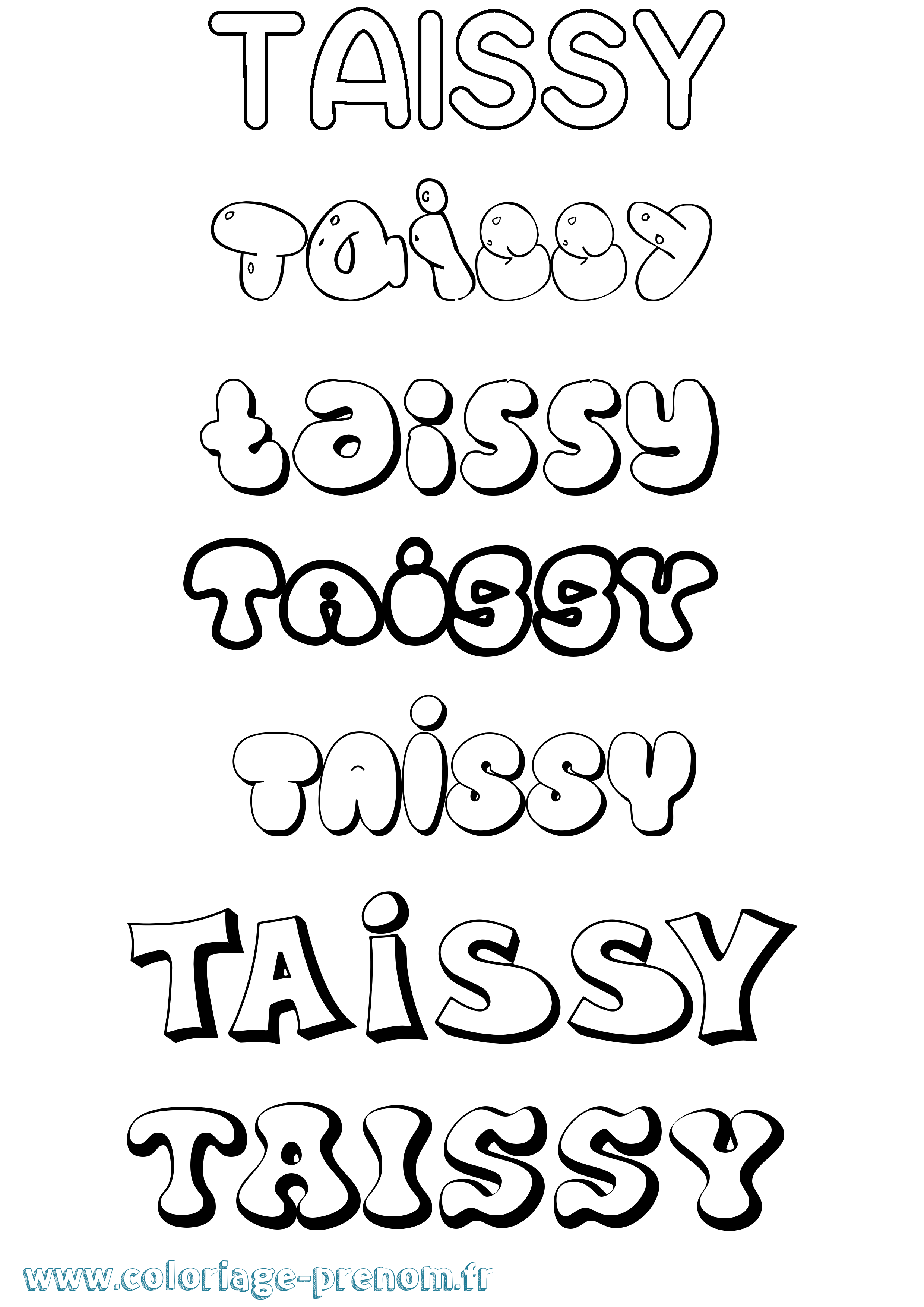 Coloriage Taissy Bubble Coloriage prénom Taissy Bubble