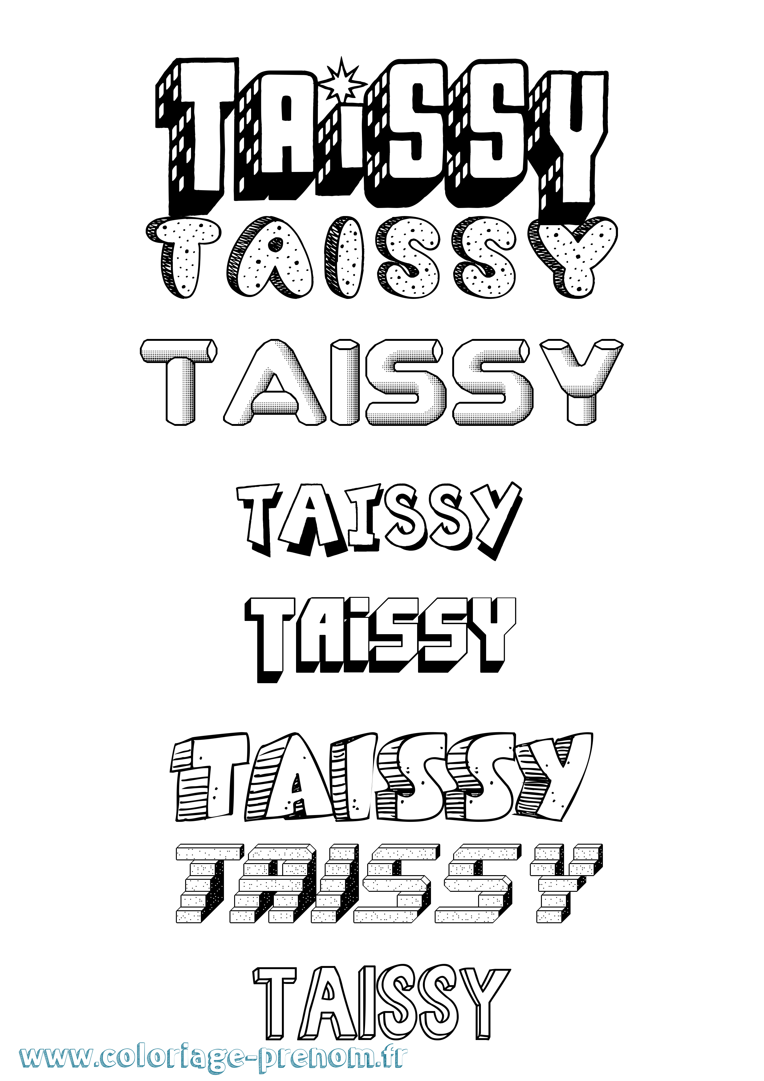 Coloriage Taissy Effet 3D Coloriage prénom Taissy Effet 3D