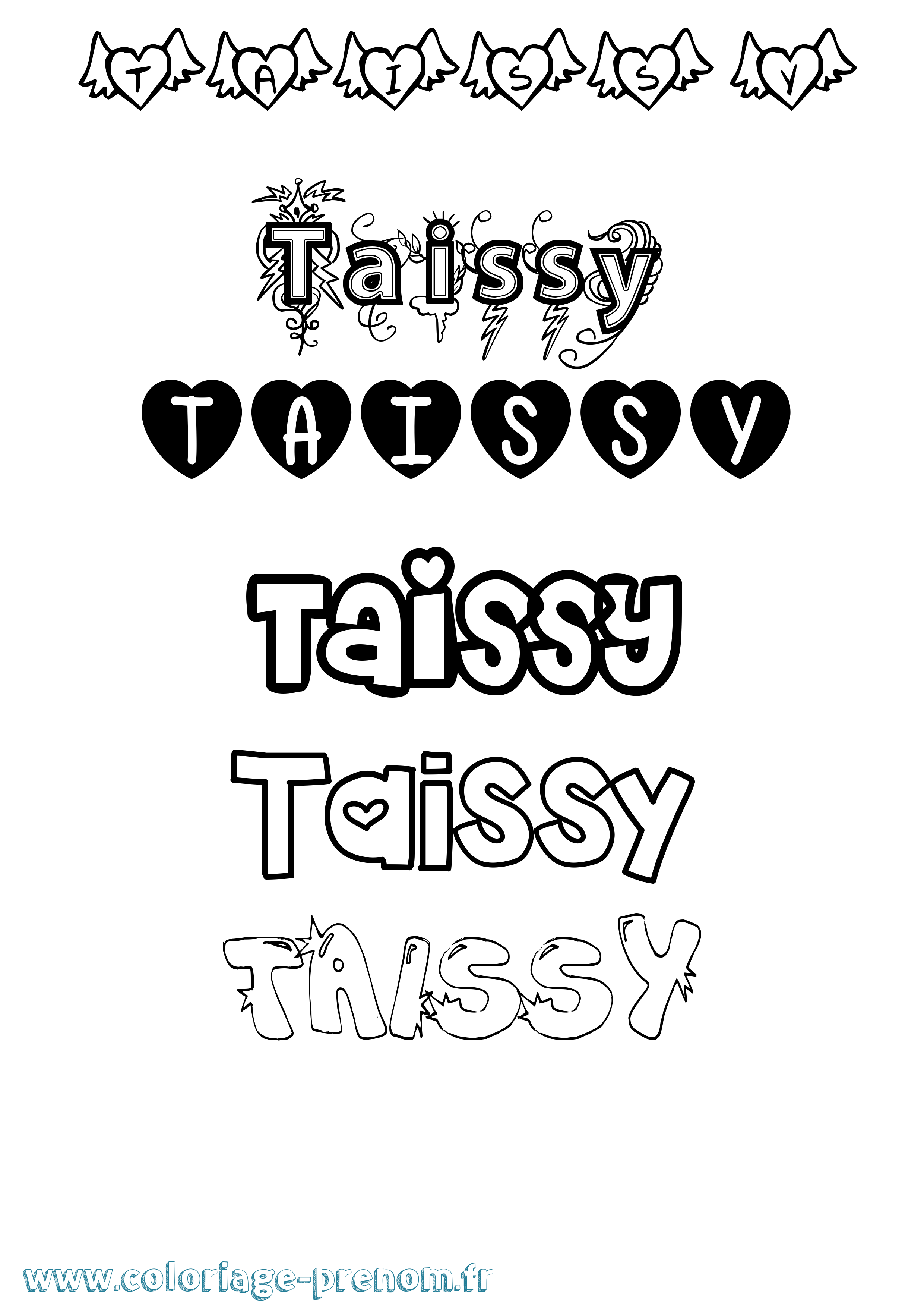 Coloriage Taissy Girly Coloriage prénom Taissy Girly
