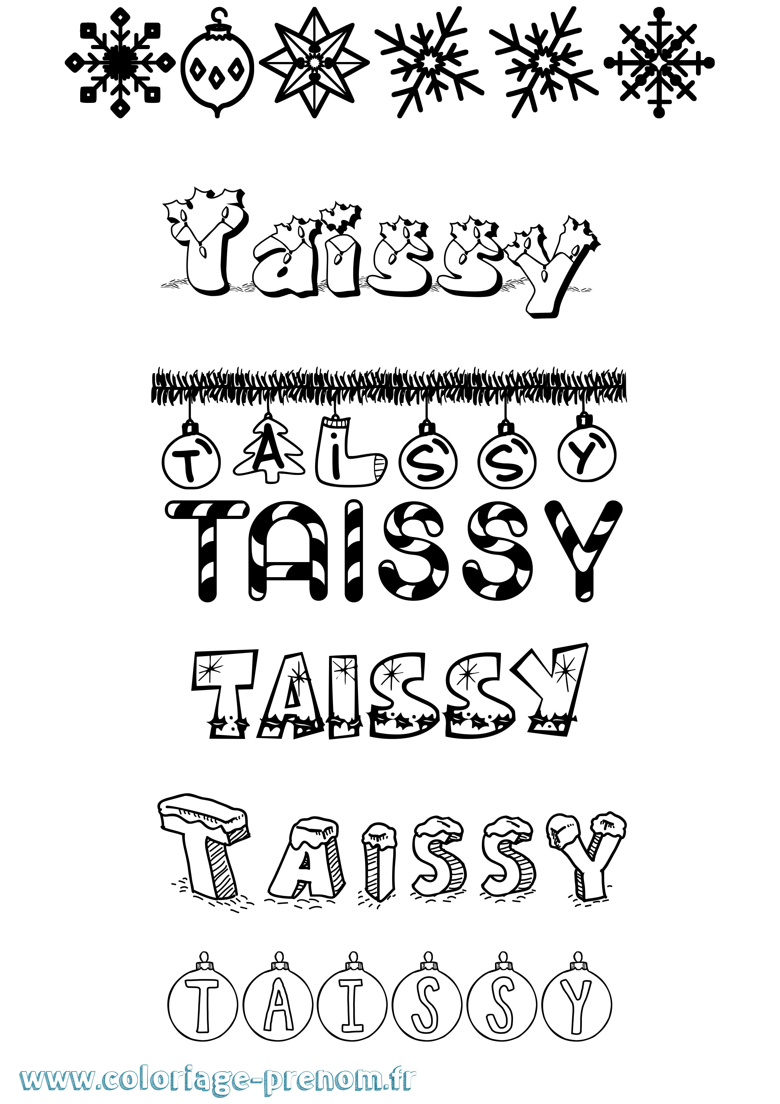 Coloriage Taissy Noël Coloriage prénom Taissy Noël