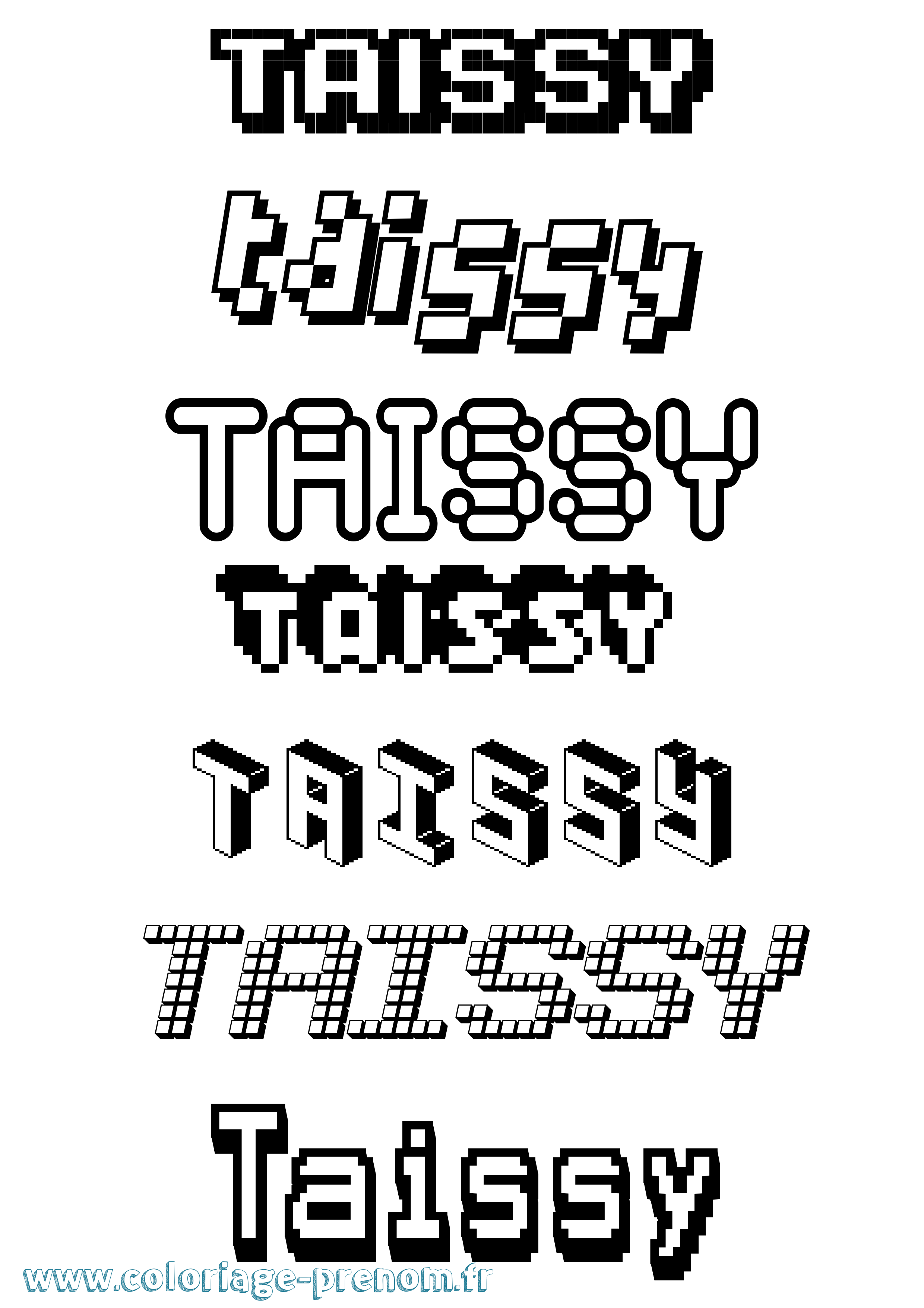 Coloriage Taissy Pixel Coloriage prénom Taissy Pixel