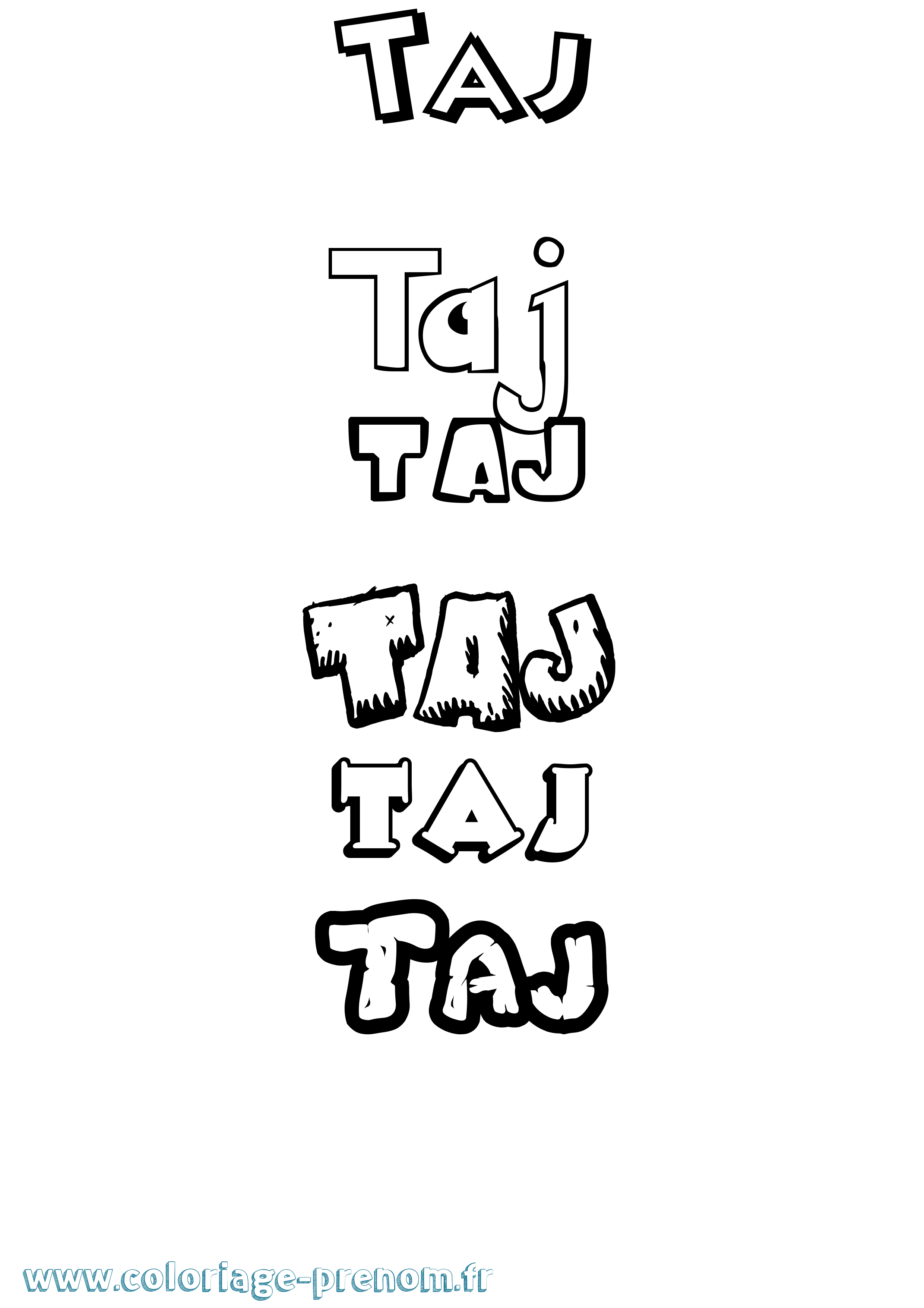 Coloriage Taj Dessin Animé Coloriage prénom Taj Dessin Animé