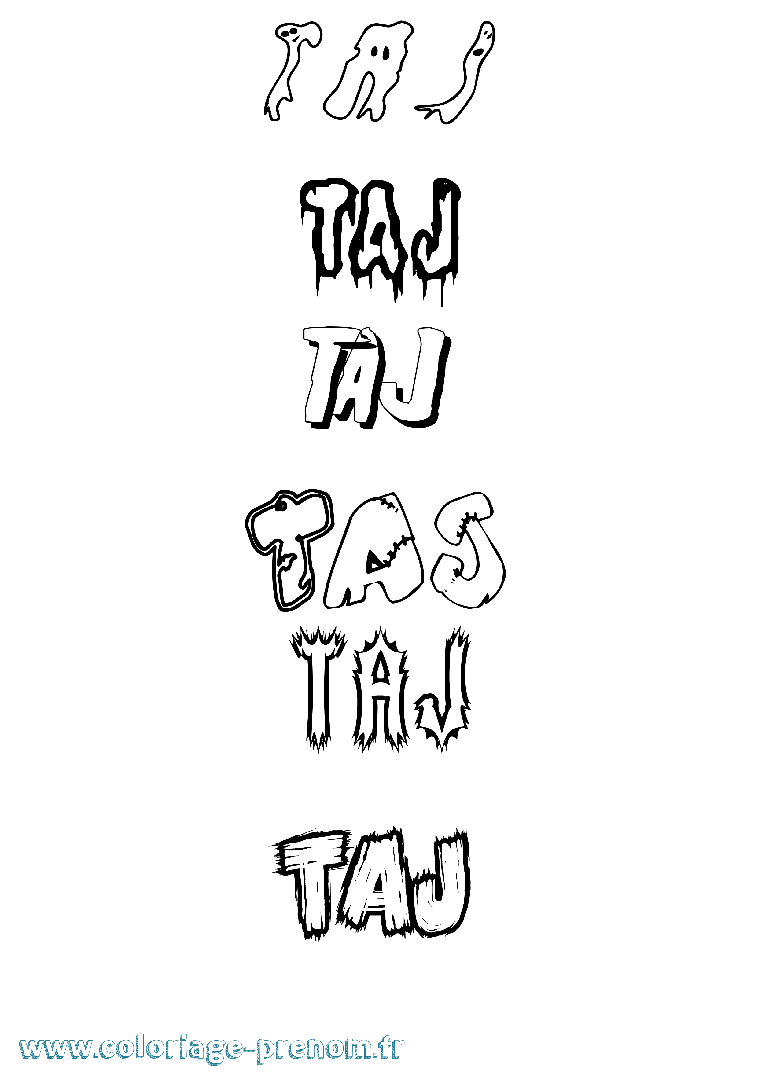 Coloriage Taj Frisson Coloriage prénom Taj Frisson