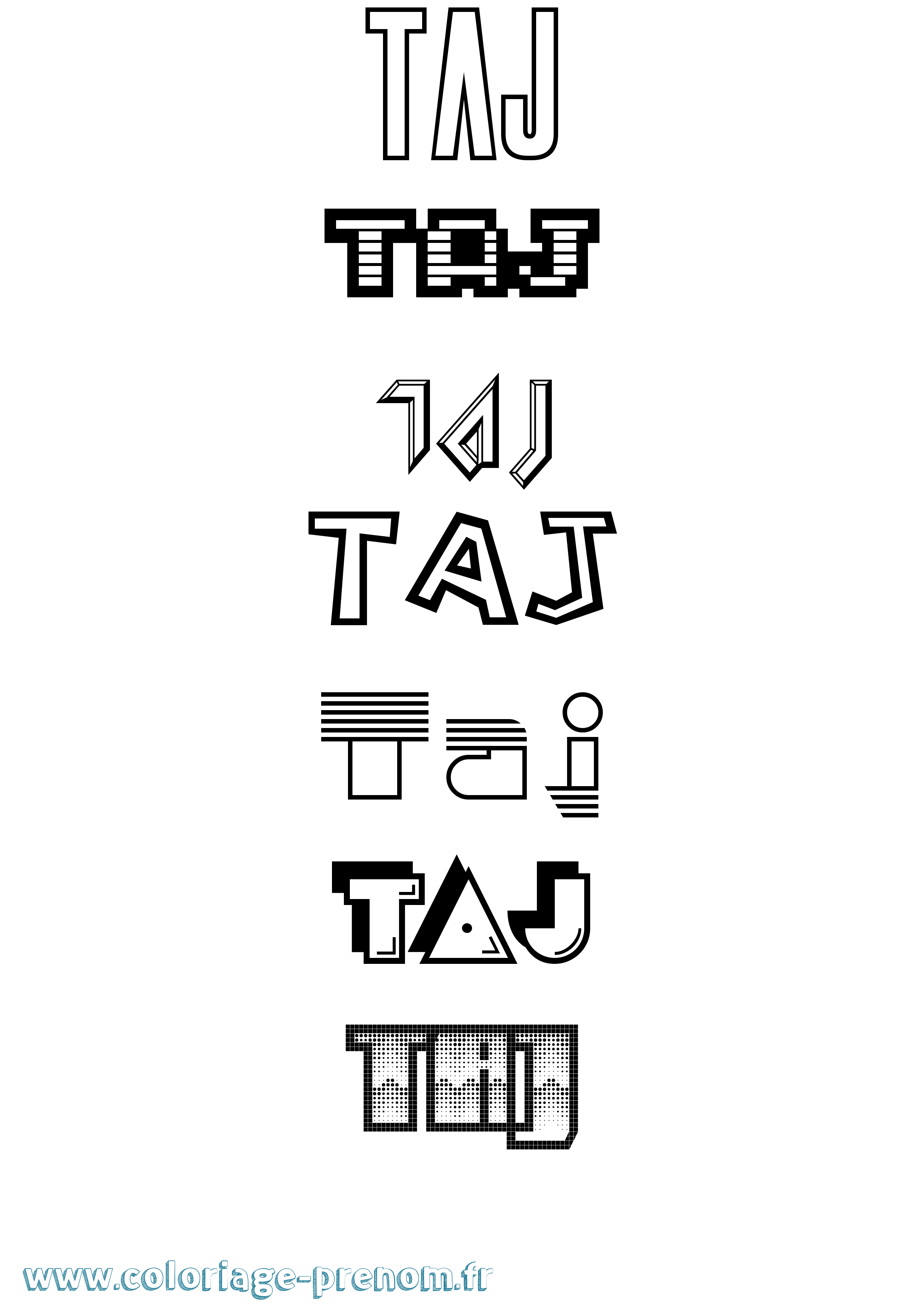 Coloriage Taj Jeux Vidéos Coloriage prénom Taj Jeux Vidéos