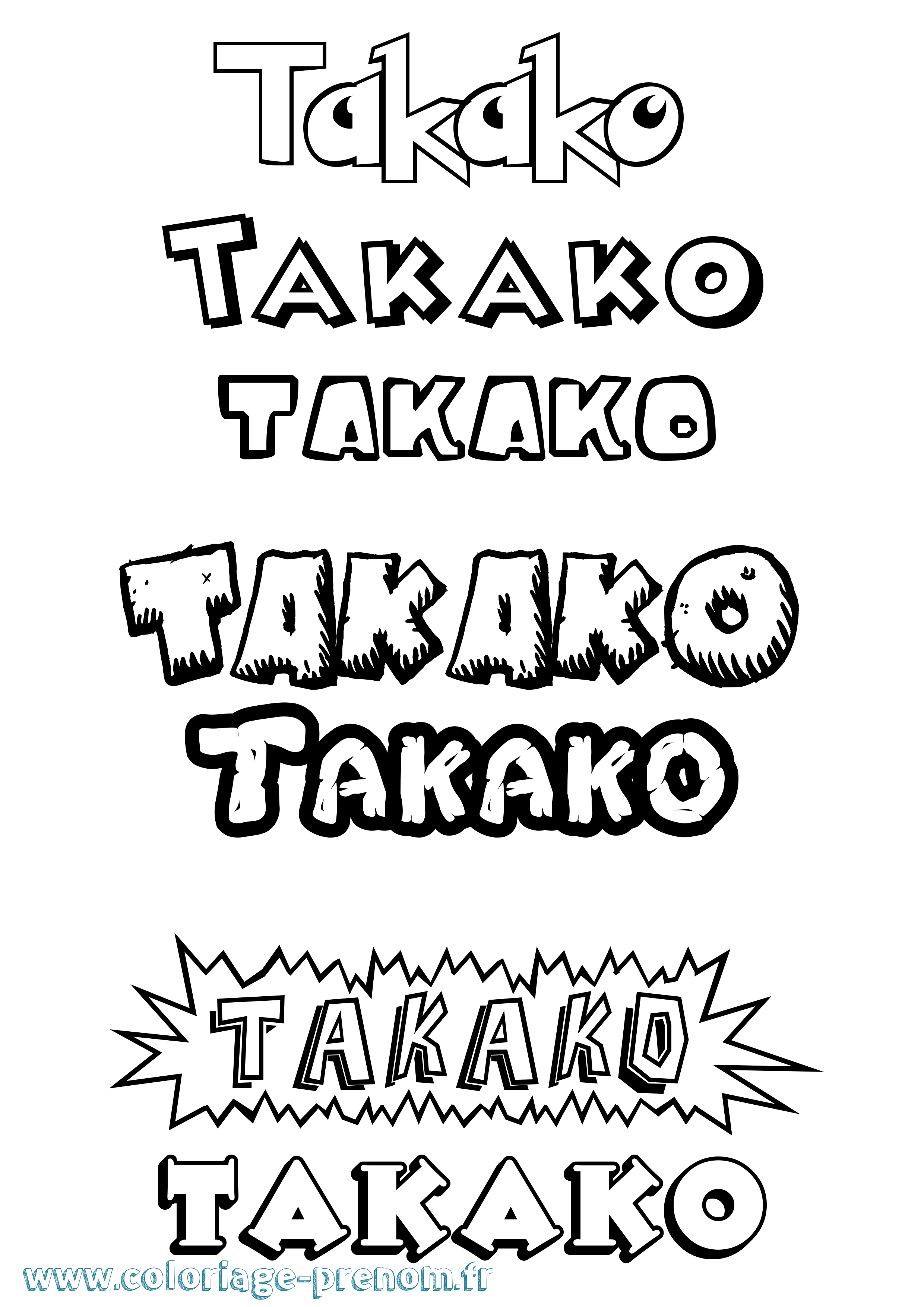 Coloriage prénom Takako Dessin Animé