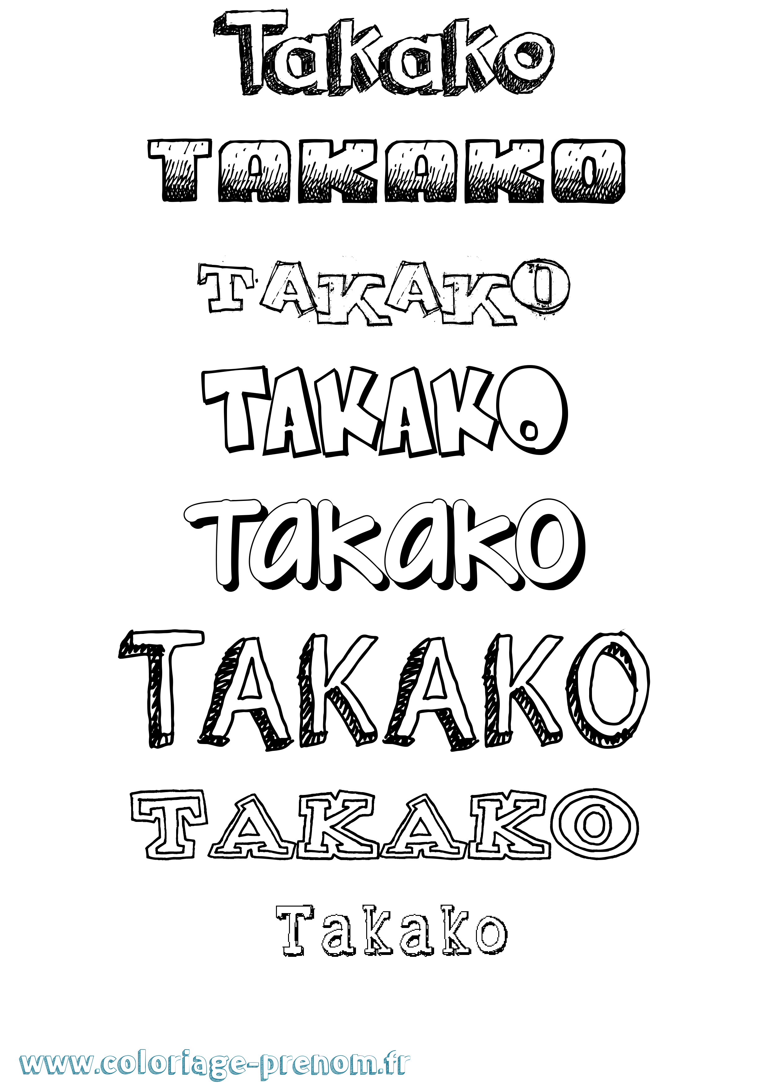 Coloriage prénom Takako Dessiné