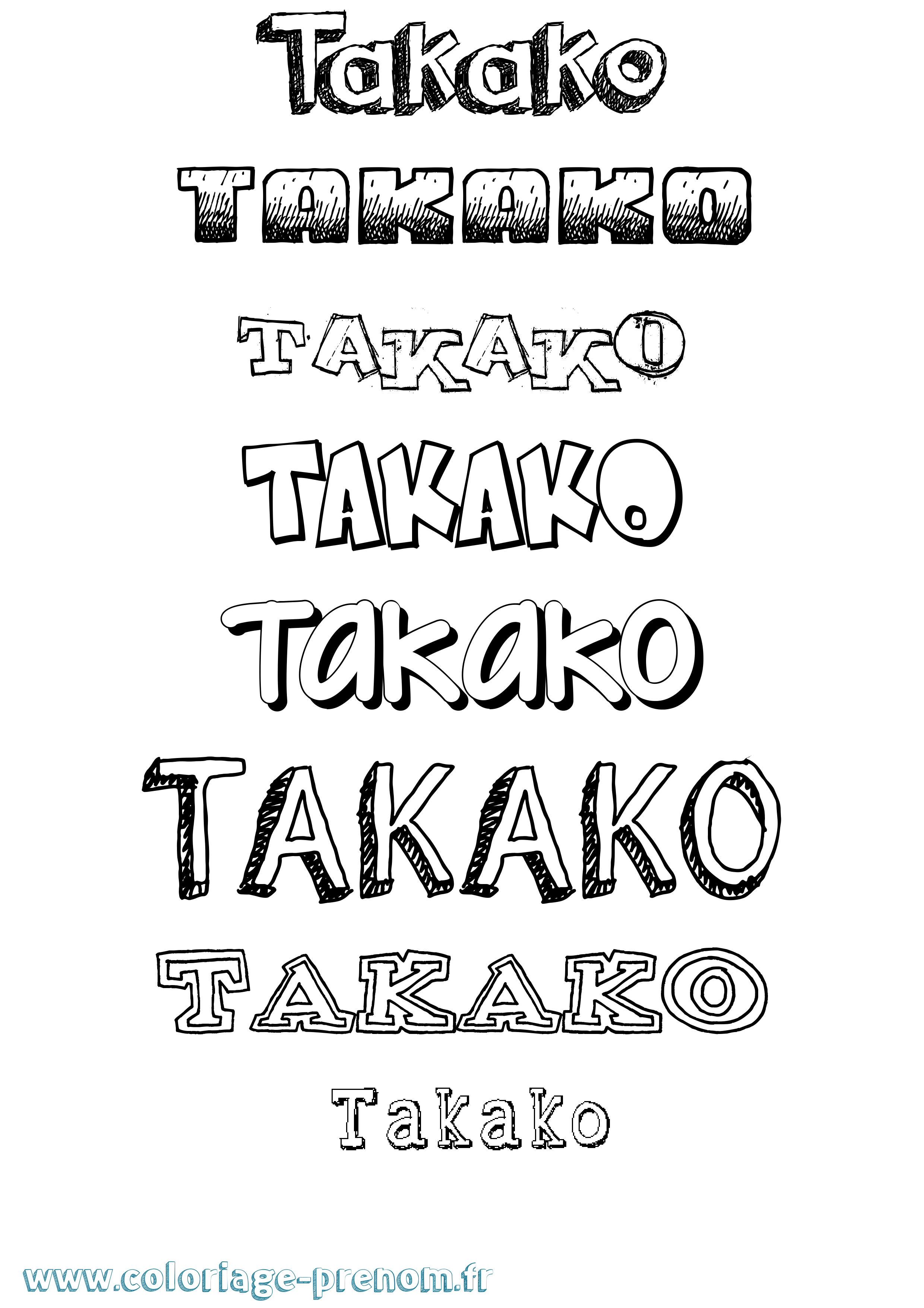 Coloriage Takako Dessiné Coloriage prénom Takako Dessiné