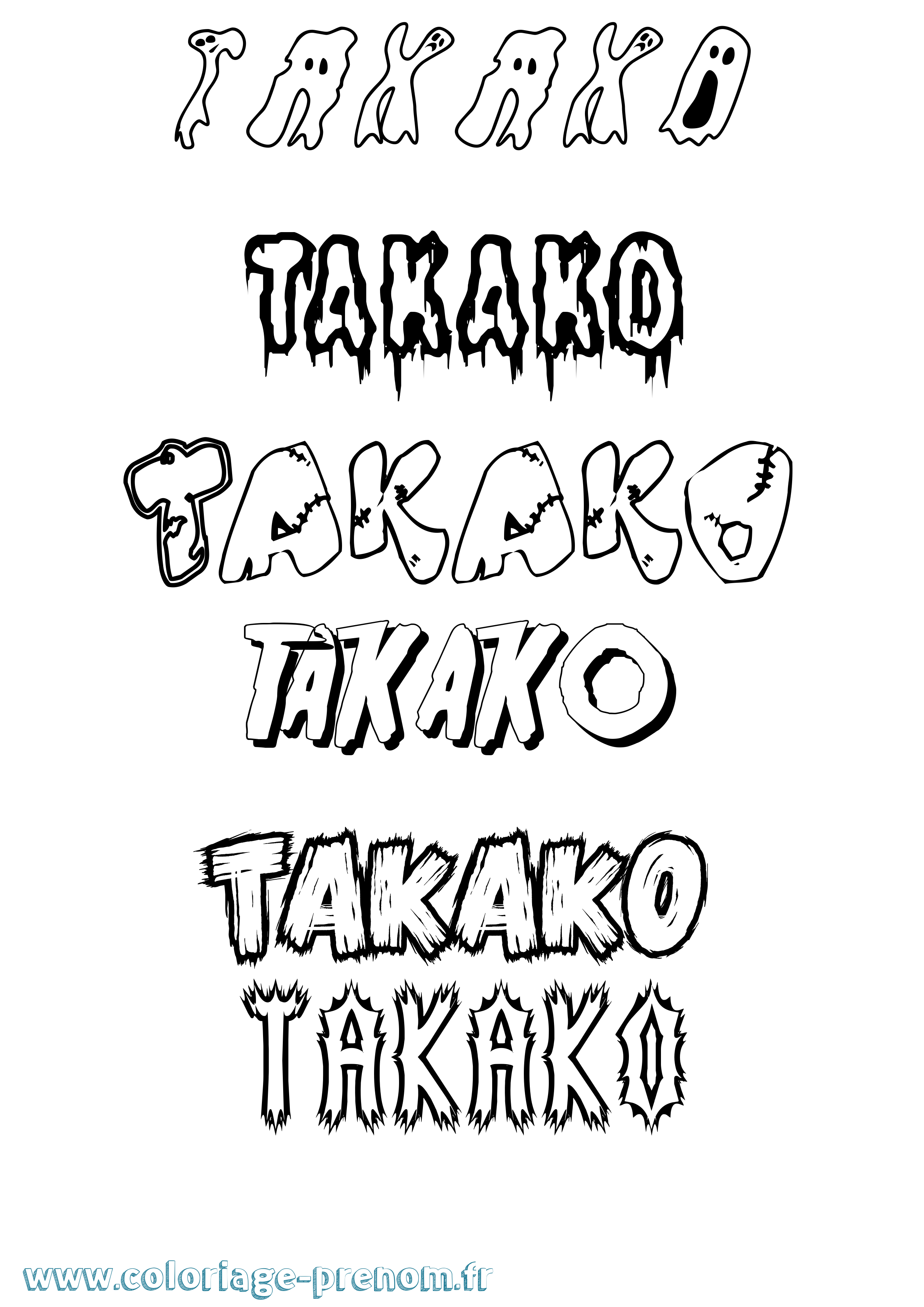 Coloriage Takako Frisson Coloriage prénom Takako Frisson
