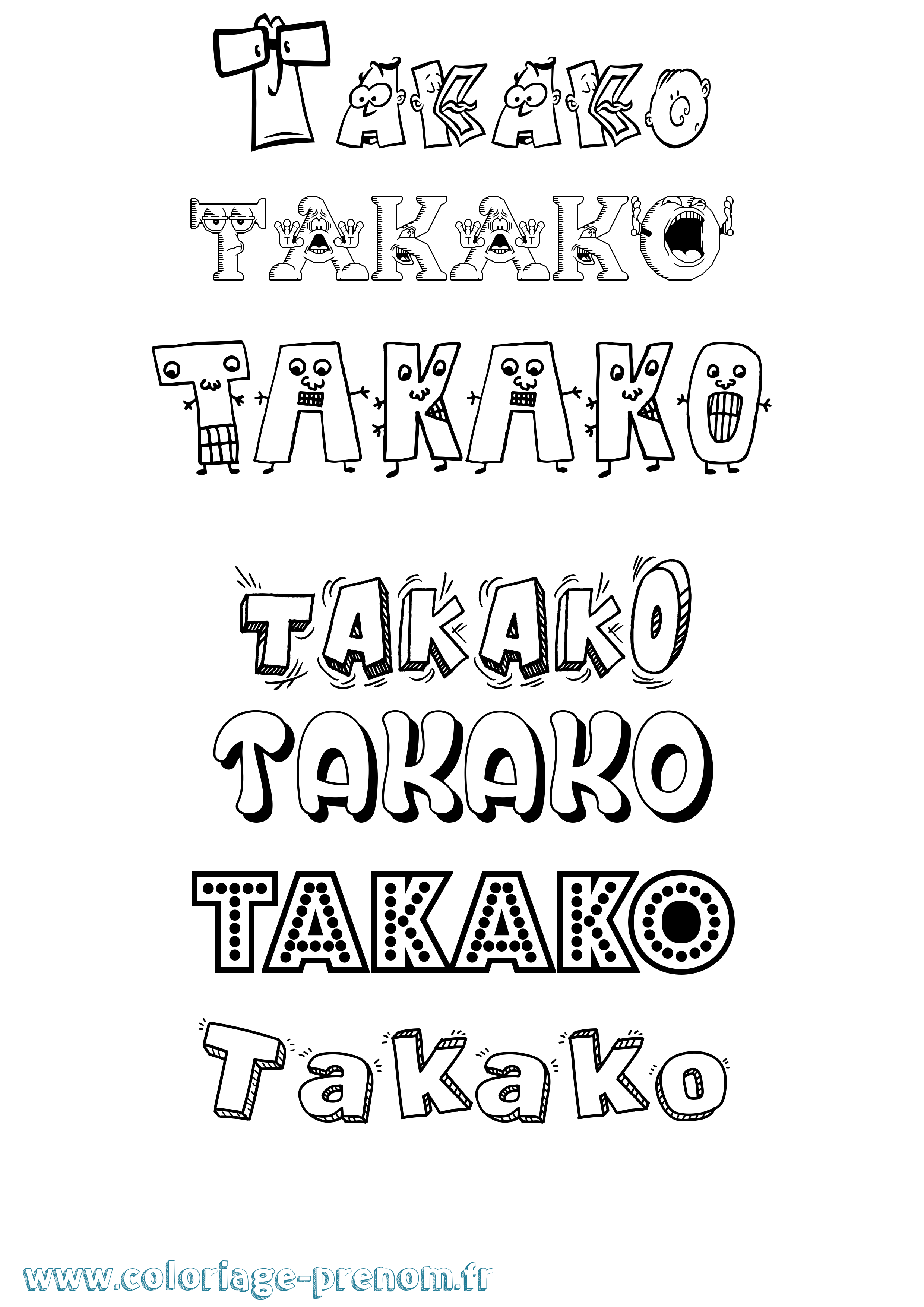 Coloriage Takako Fun Coloriage prénom Takako Fun
