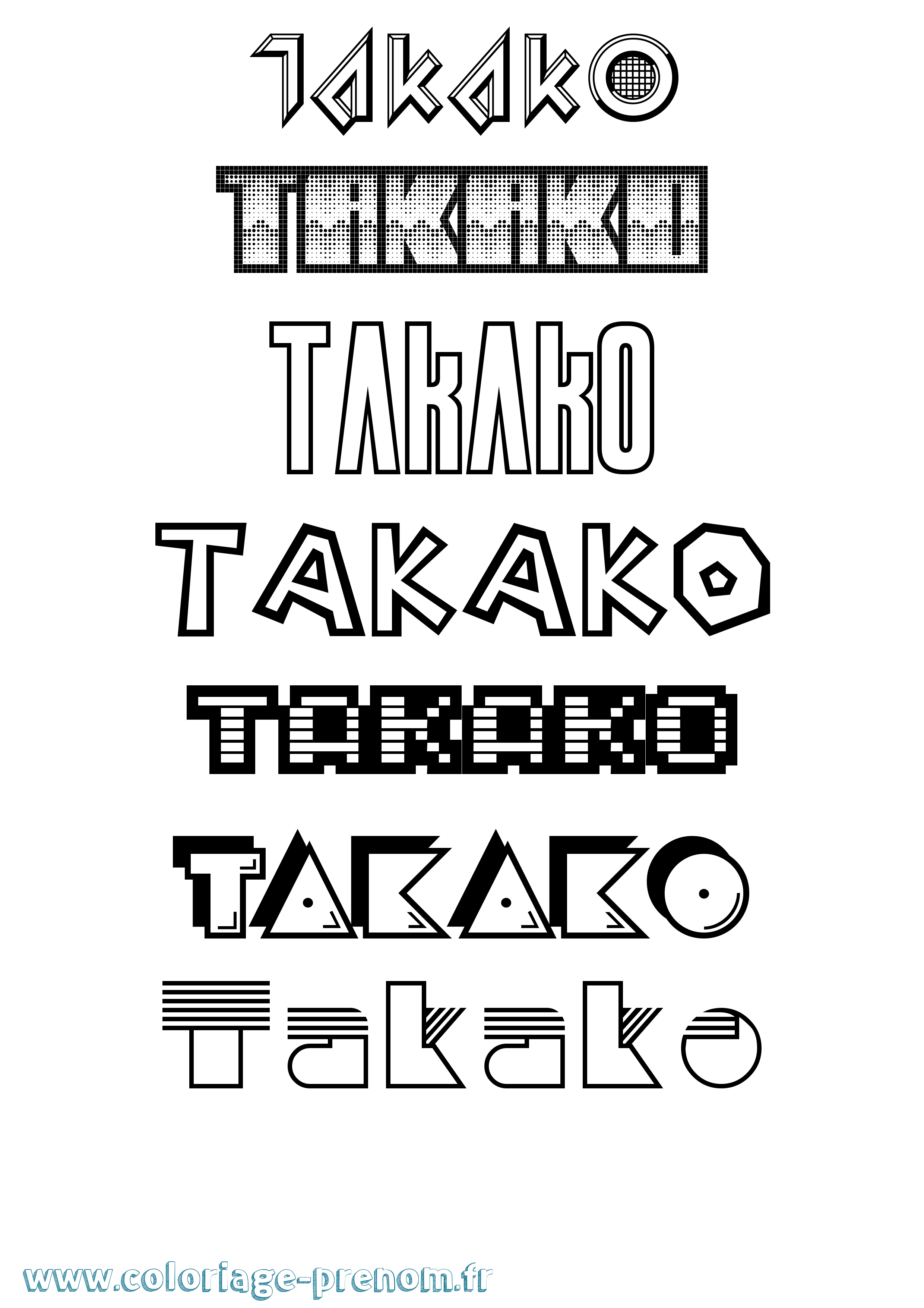 Coloriage Takako Jeux Vidéos Coloriage prénom Takako Jeux Vidéos