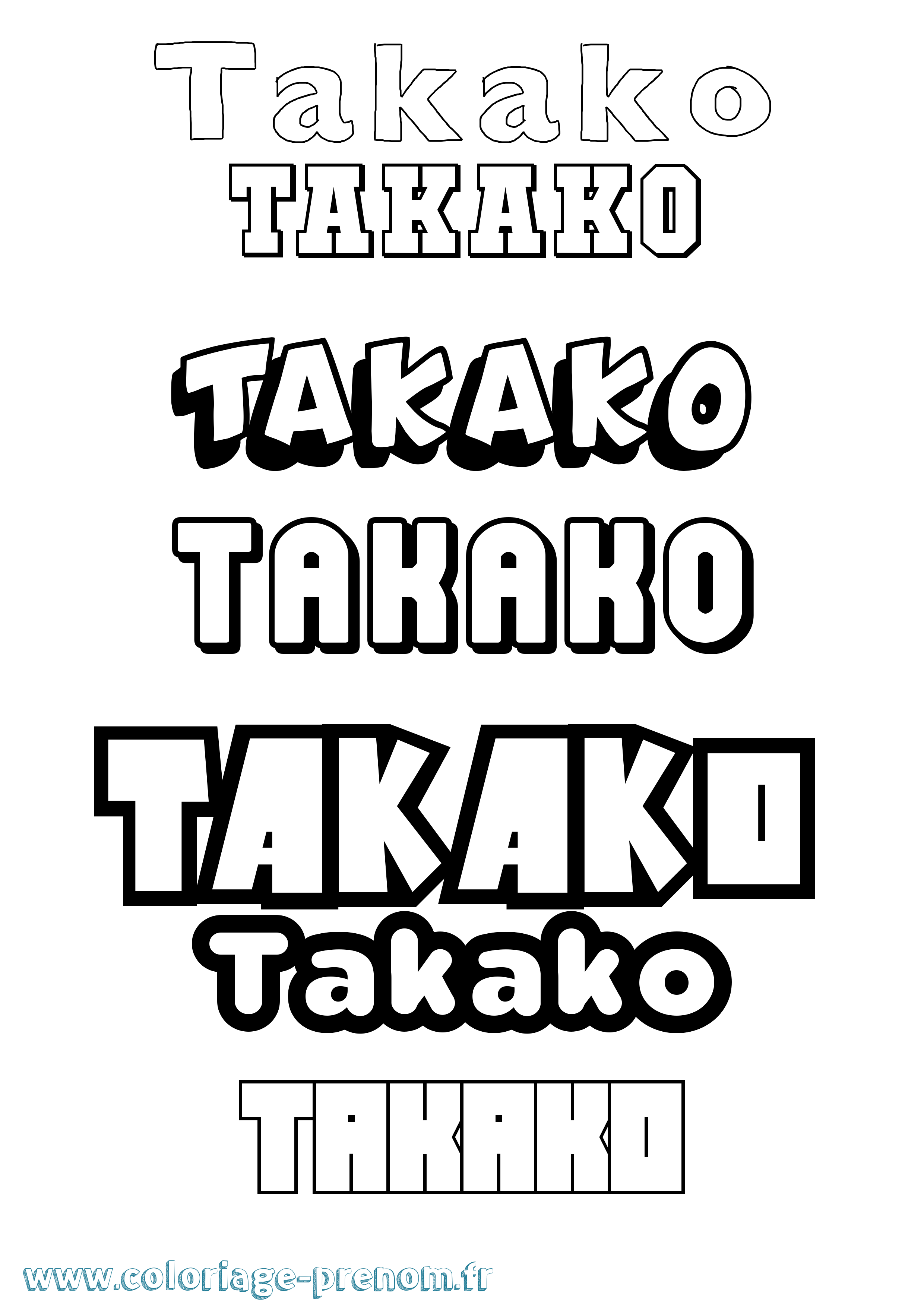 Coloriage prénom Takako Simple