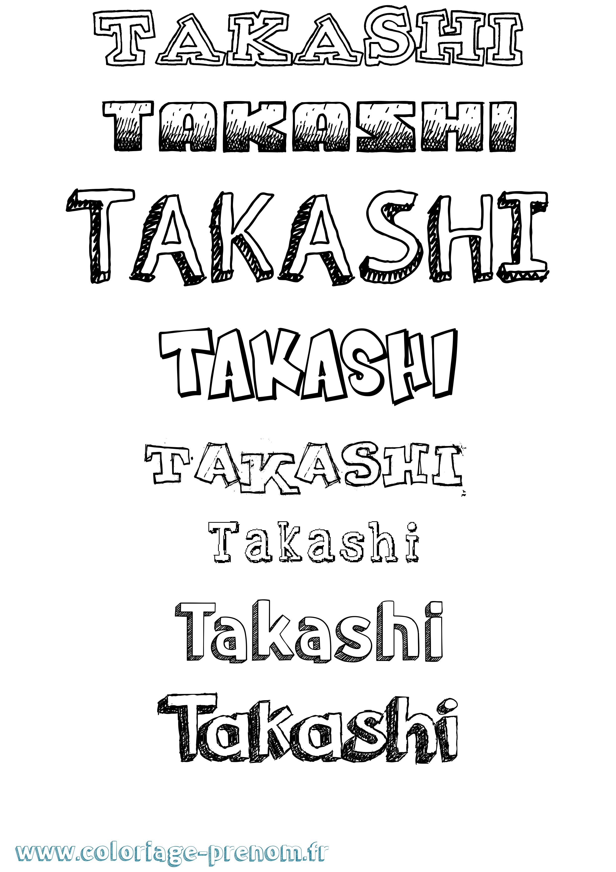 Coloriage prénom Takashi Dessiné