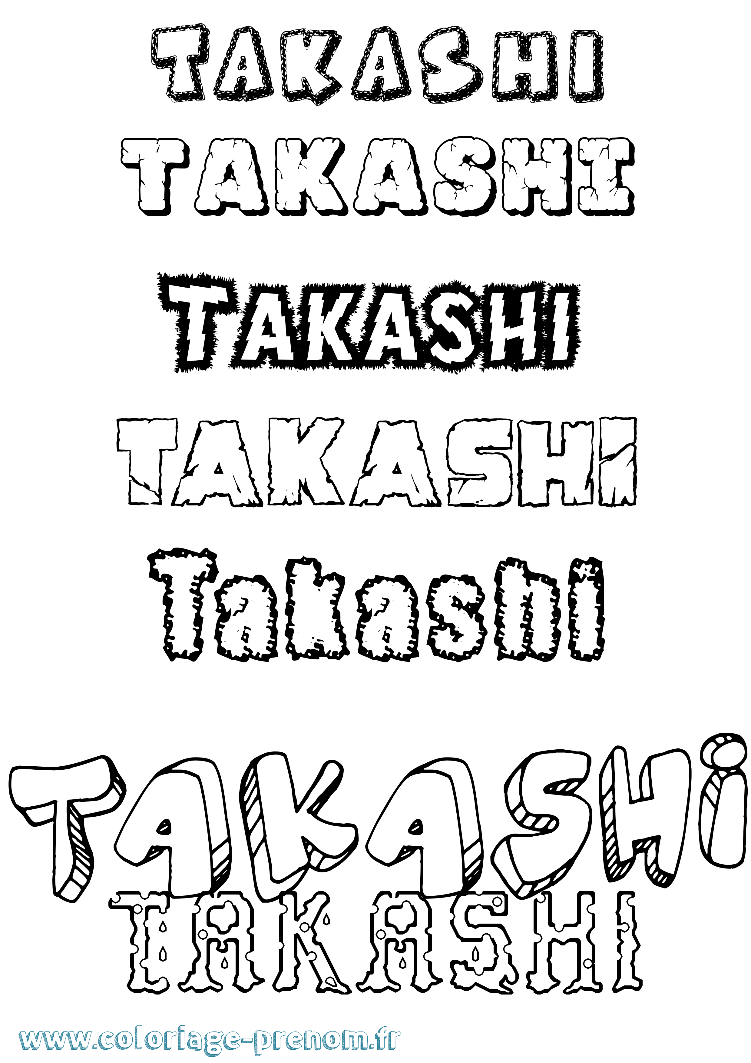 Coloriage prénom Takashi Destructuré