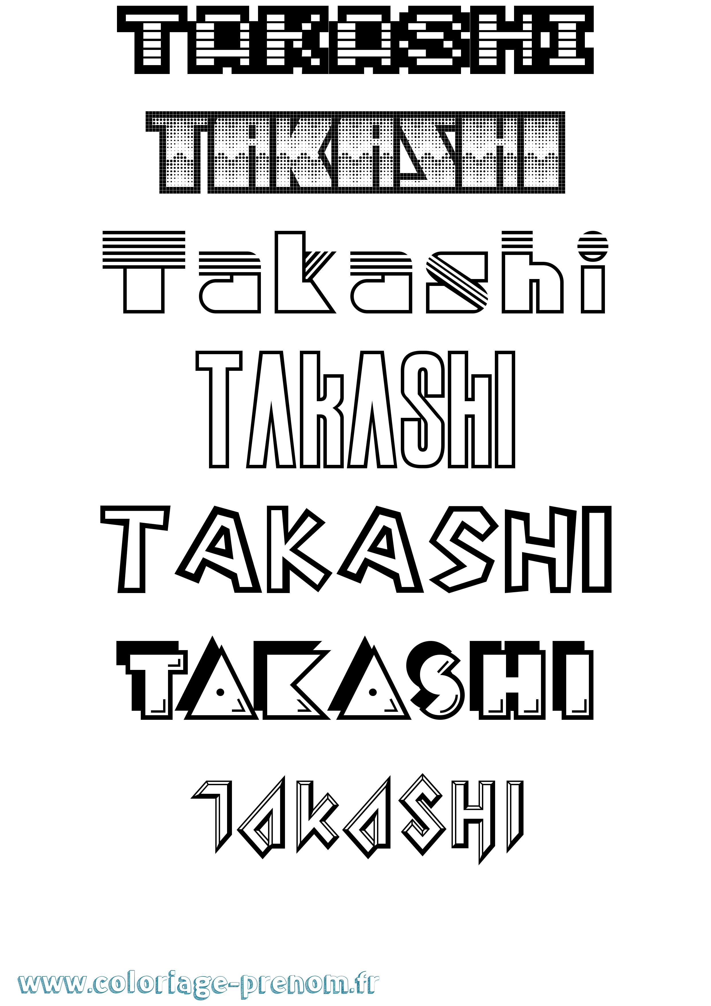 Coloriage prénom Takashi Jeux Vidéos