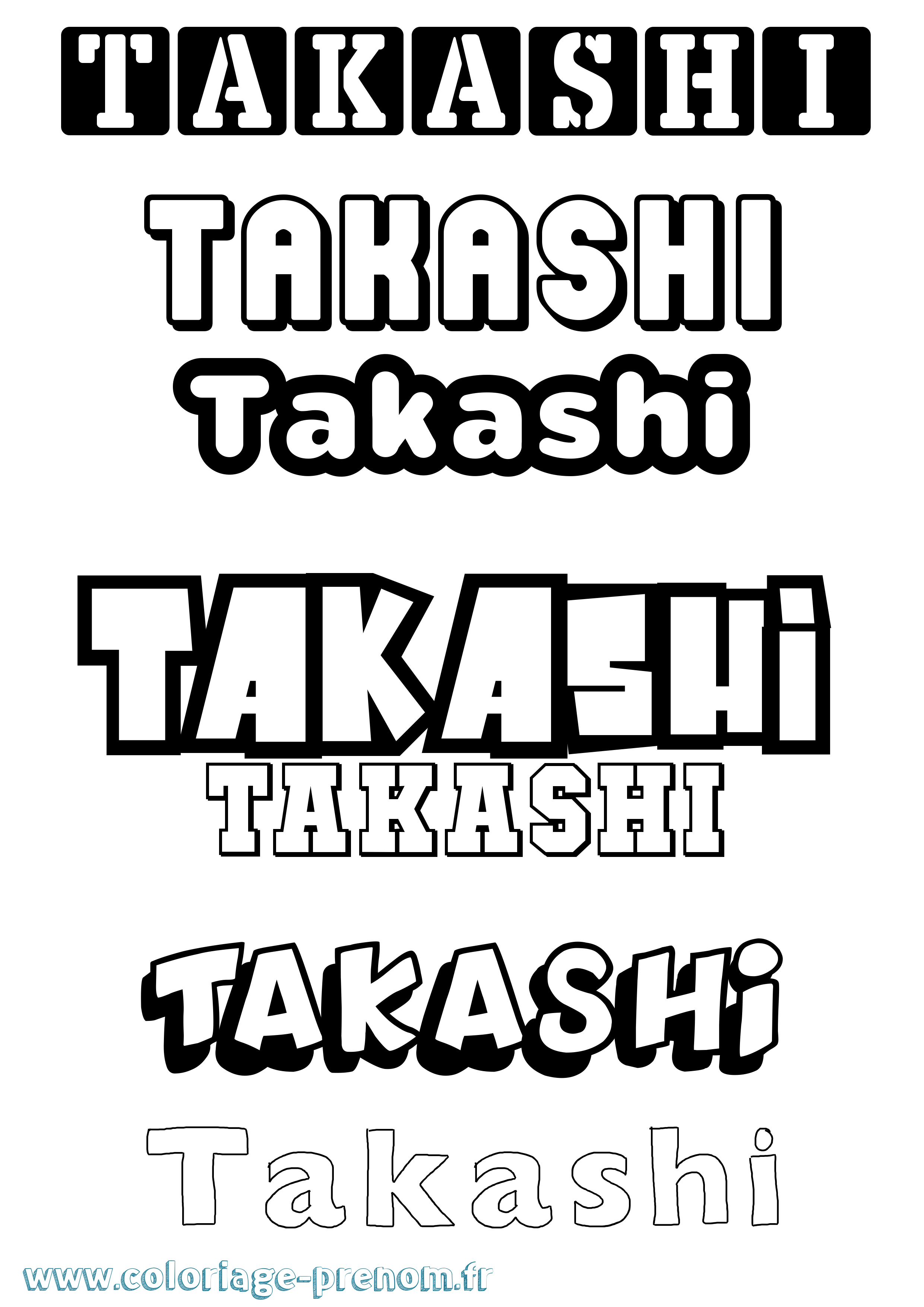 Coloriage prénom Takashi Simple