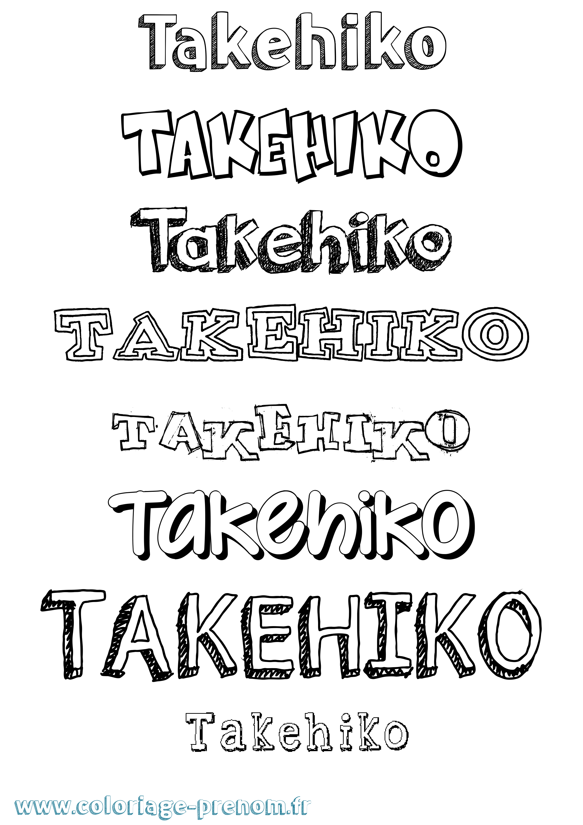 Coloriage prénom Takehiko Dessiné
