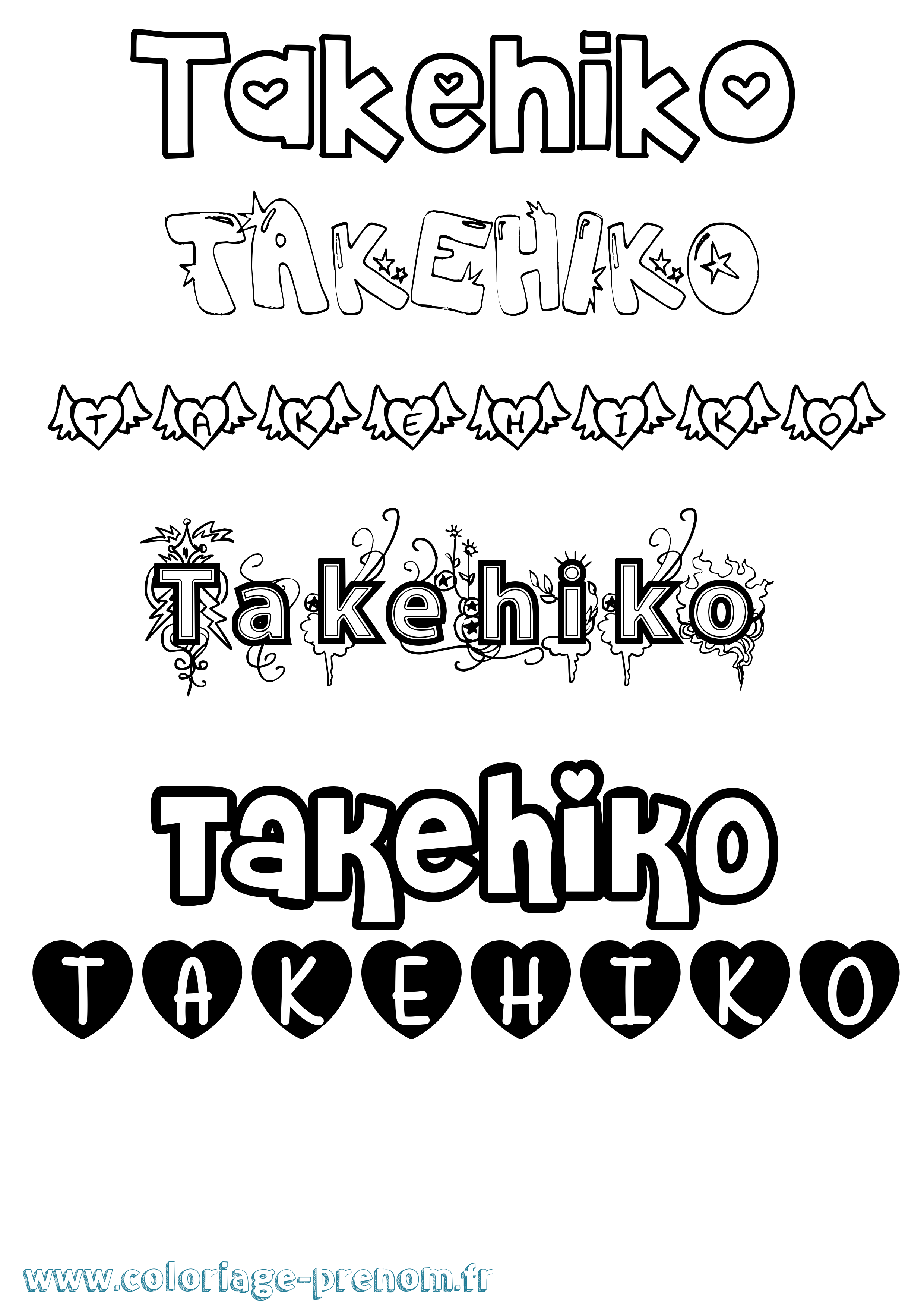 Coloriage prénom Takehiko Girly
