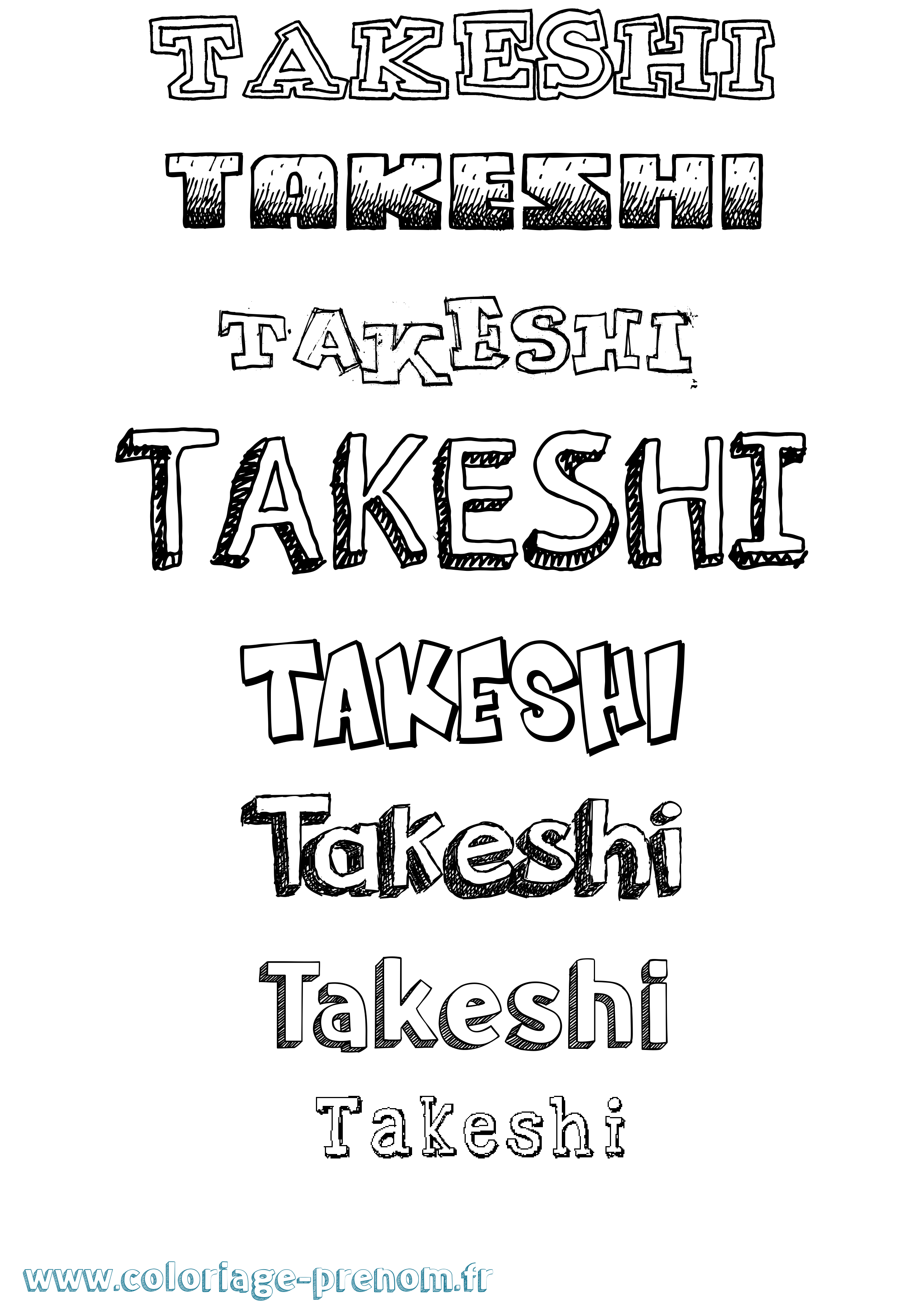 Coloriage prénom Takeshi Dessiné
