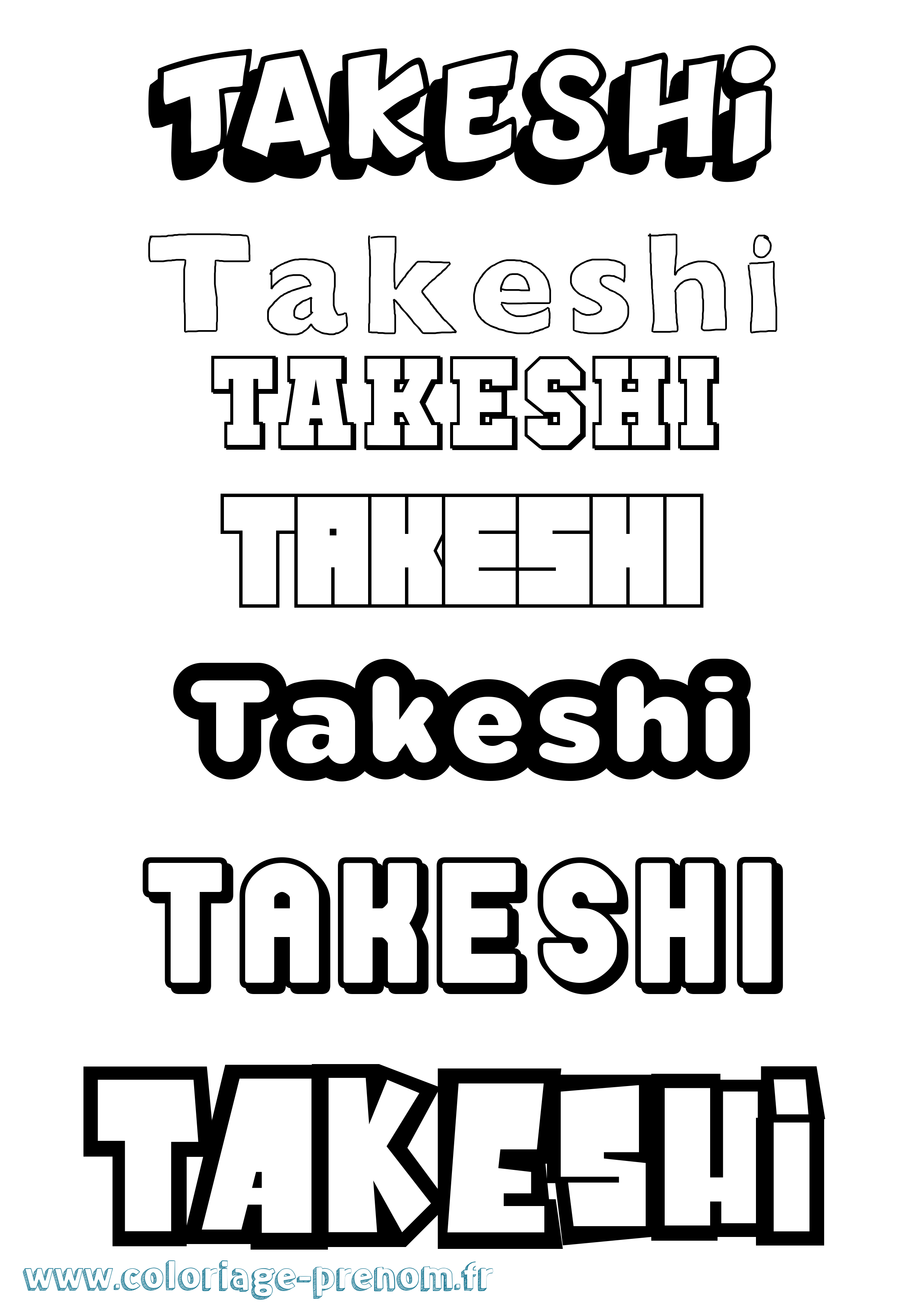 Coloriage prénom Takeshi Simple