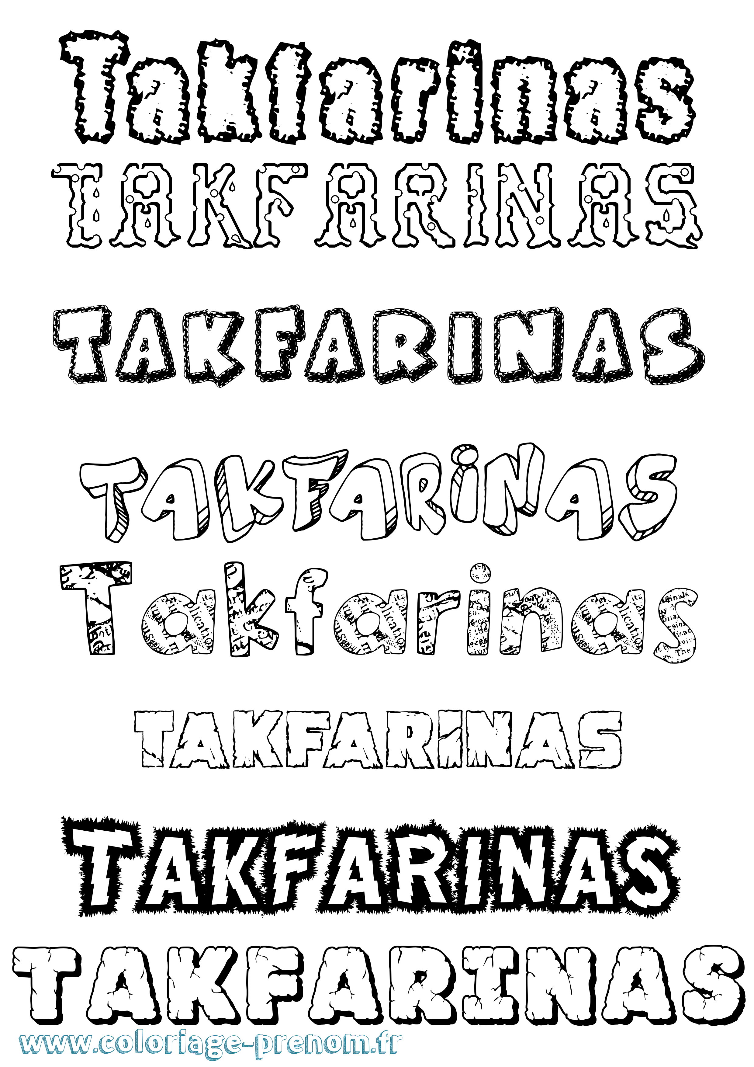 Coloriage prénom Takfarinas Destructuré