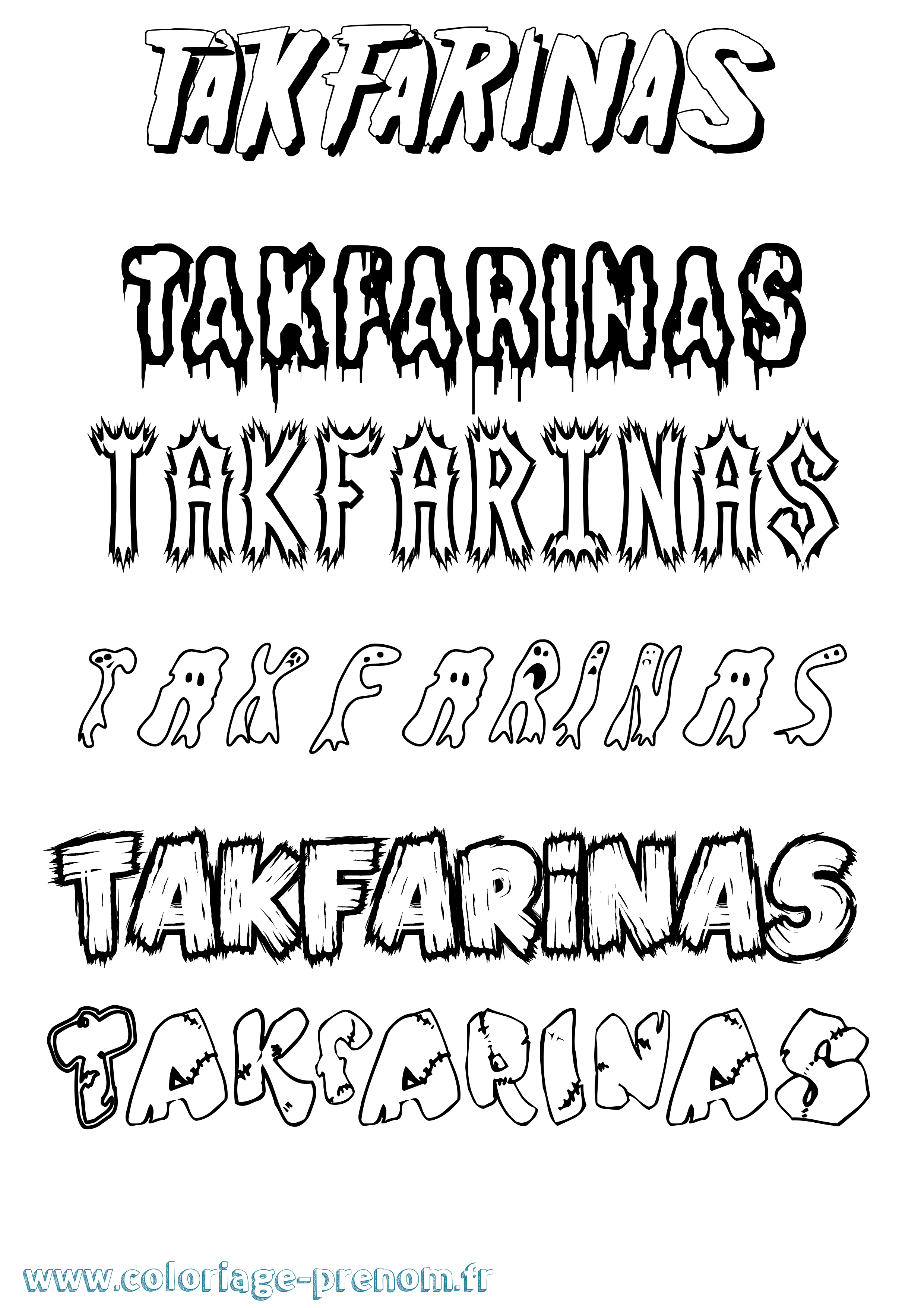 Coloriage prénom Takfarinas Frisson